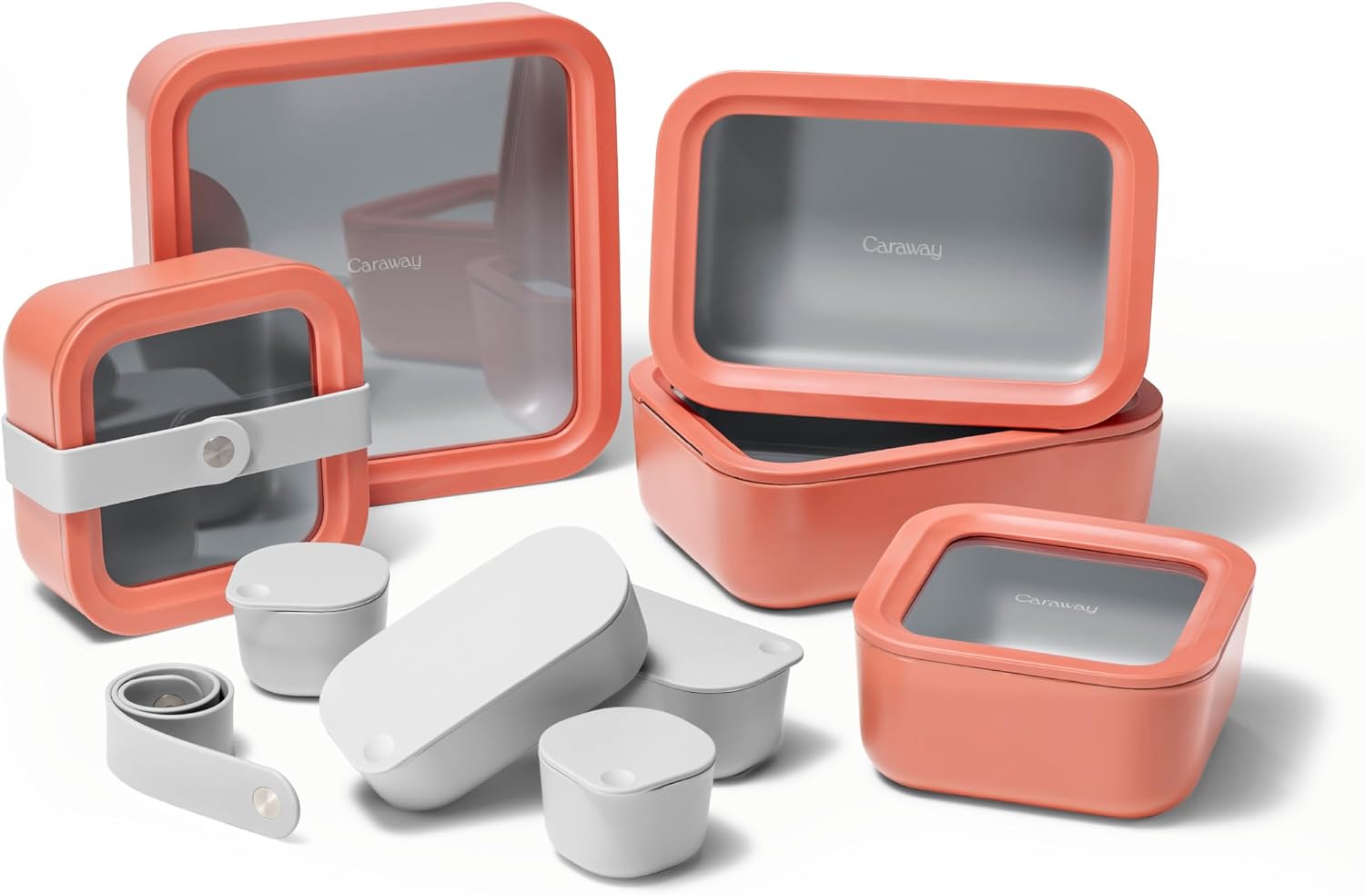Caraway 14pc Glass Food Storage Container Set – Easy to Store, Non Toxic Lunch Box – Perracotta