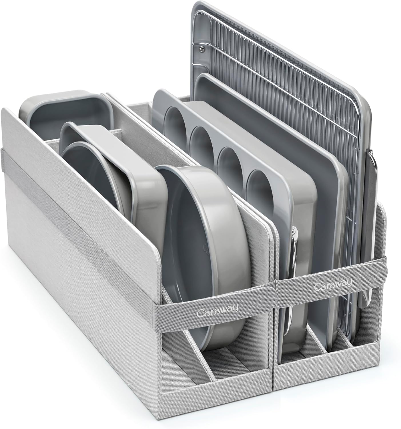 Caraway Nonstick Ceramic Bakeware Set (11 Pieces) – Baking Sheets, Assorted Baking Pans, Cooling Rack, & Storage – Aluminized Steel Body – Non Toxic, PTFE & PFOA Free – Gray