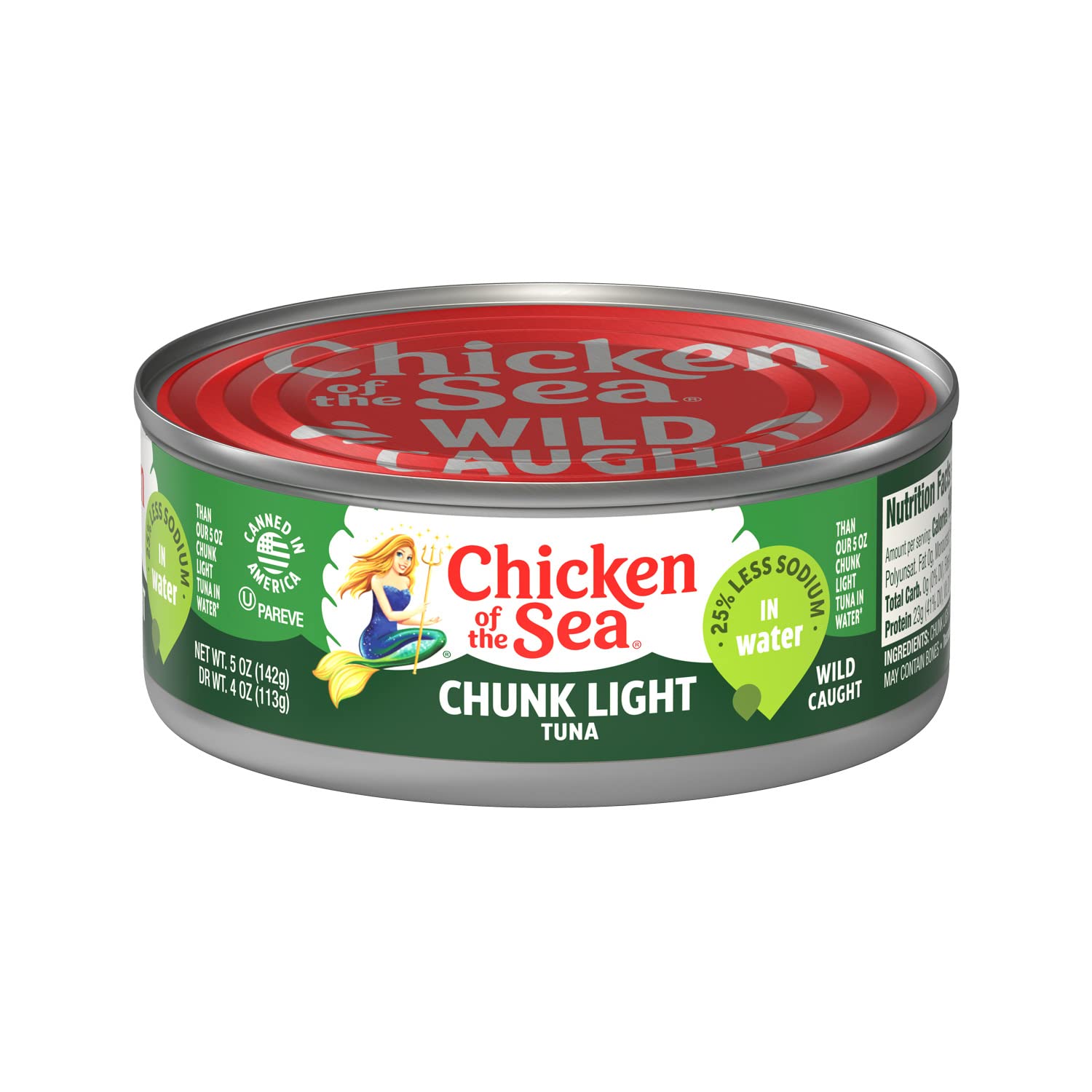 Chicken of the Sea Chunk Light Tuna in Water, 5 Ounce Cans (Pack of 24), Wild Caught Canned Tuna, 25% Less Sodium