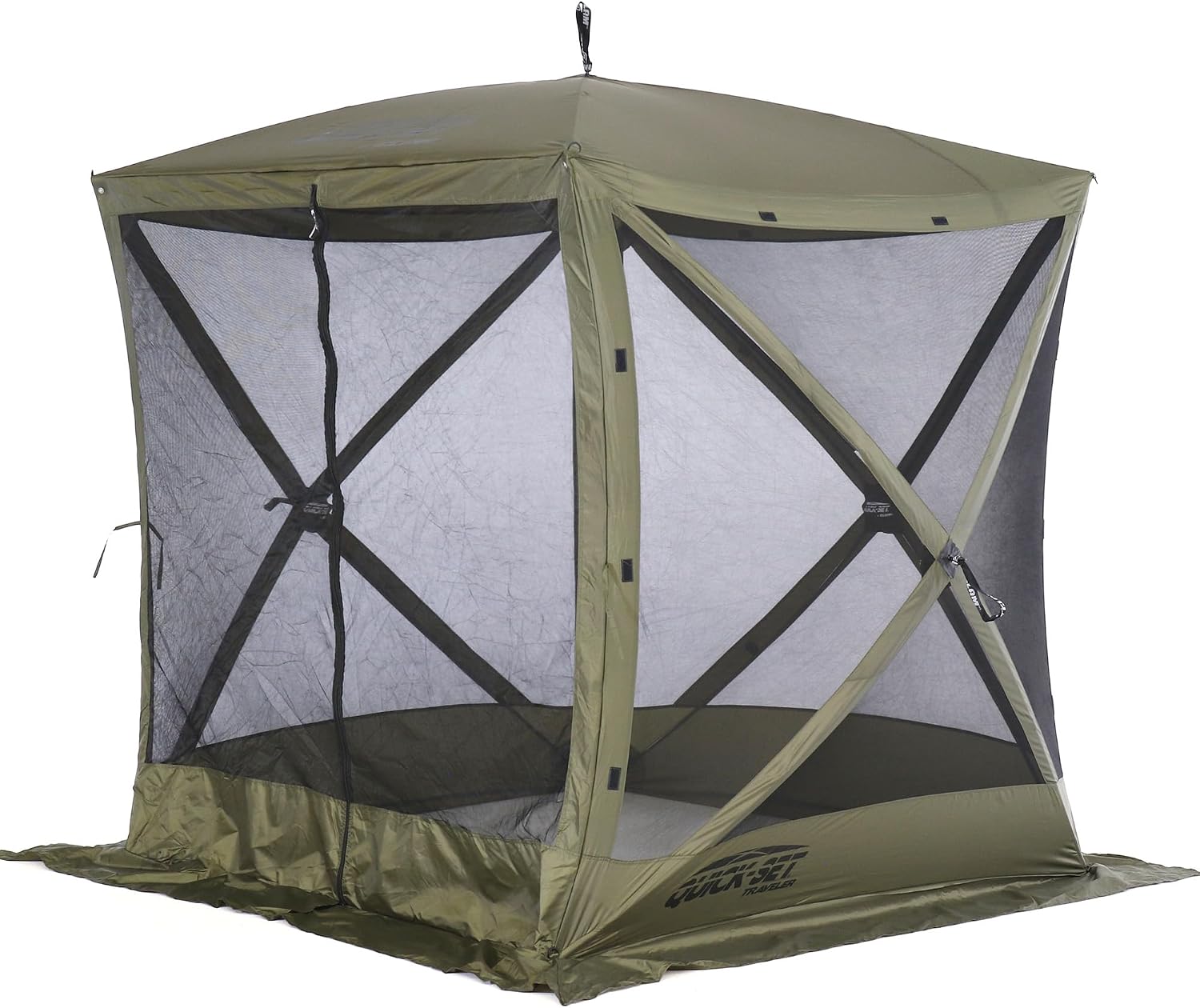 Clam Quick Set Traveler 6 by 6 Foot Portable Pop Up Outdoor Tent Canopy and Carry Bag with 3 Wind and Sun Panels Accessory, Green