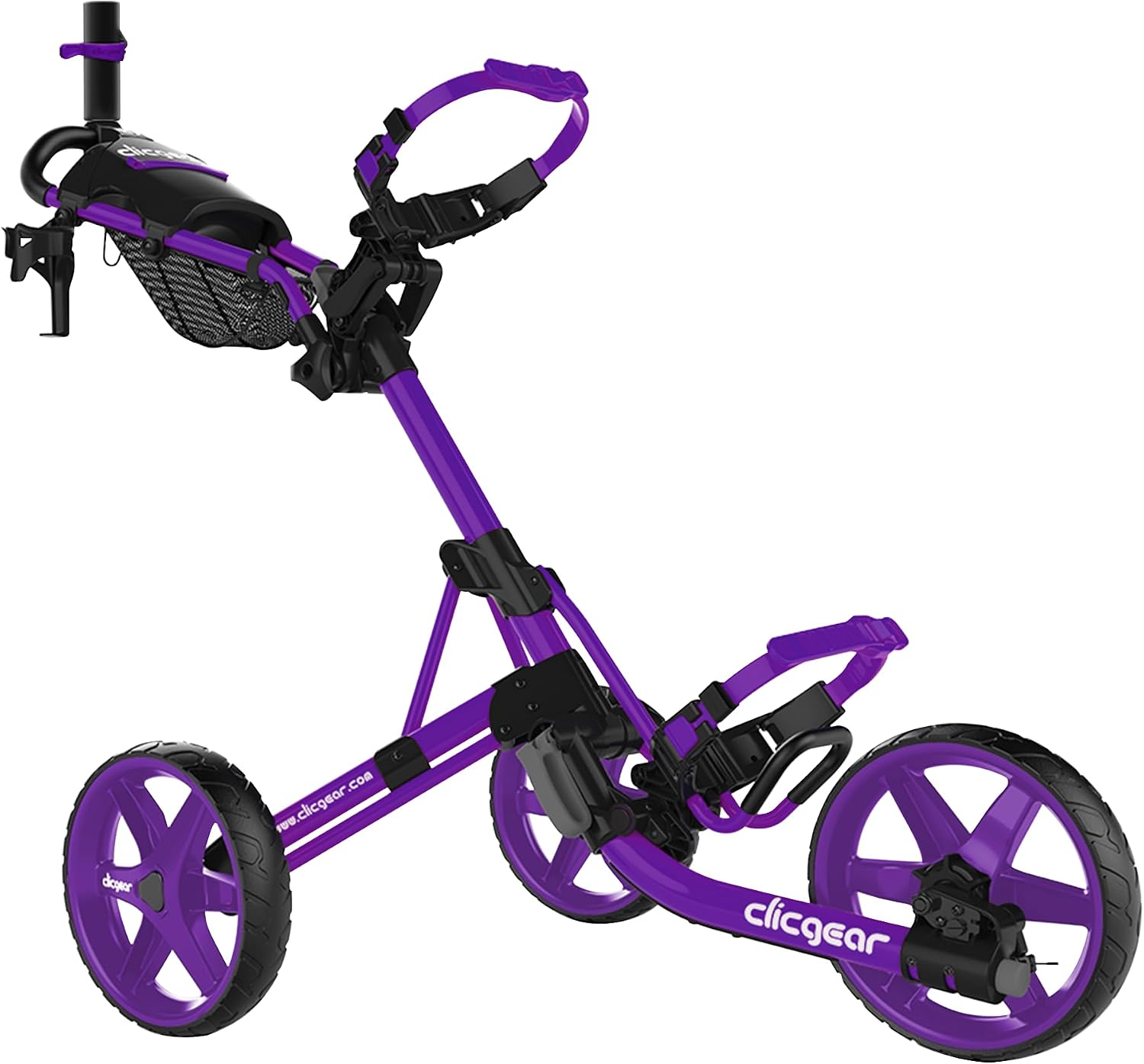 Clicgear Model 4.0 Golf Push Cart, 3-Wheel Foldable Walking Golf Cart – Purple