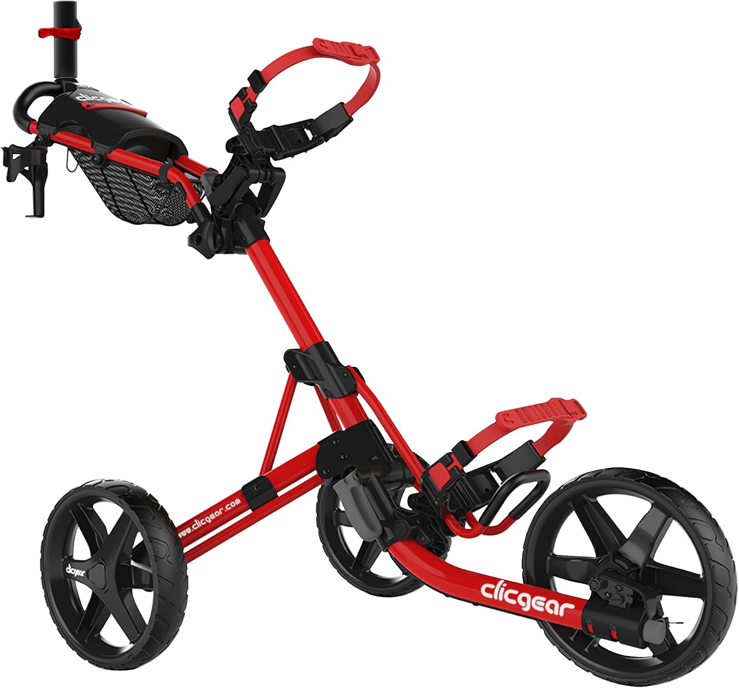 Clicgear Model 4.0 Golf Push Cart, 3-Wheel Foldable Walking Golf Cart – Red