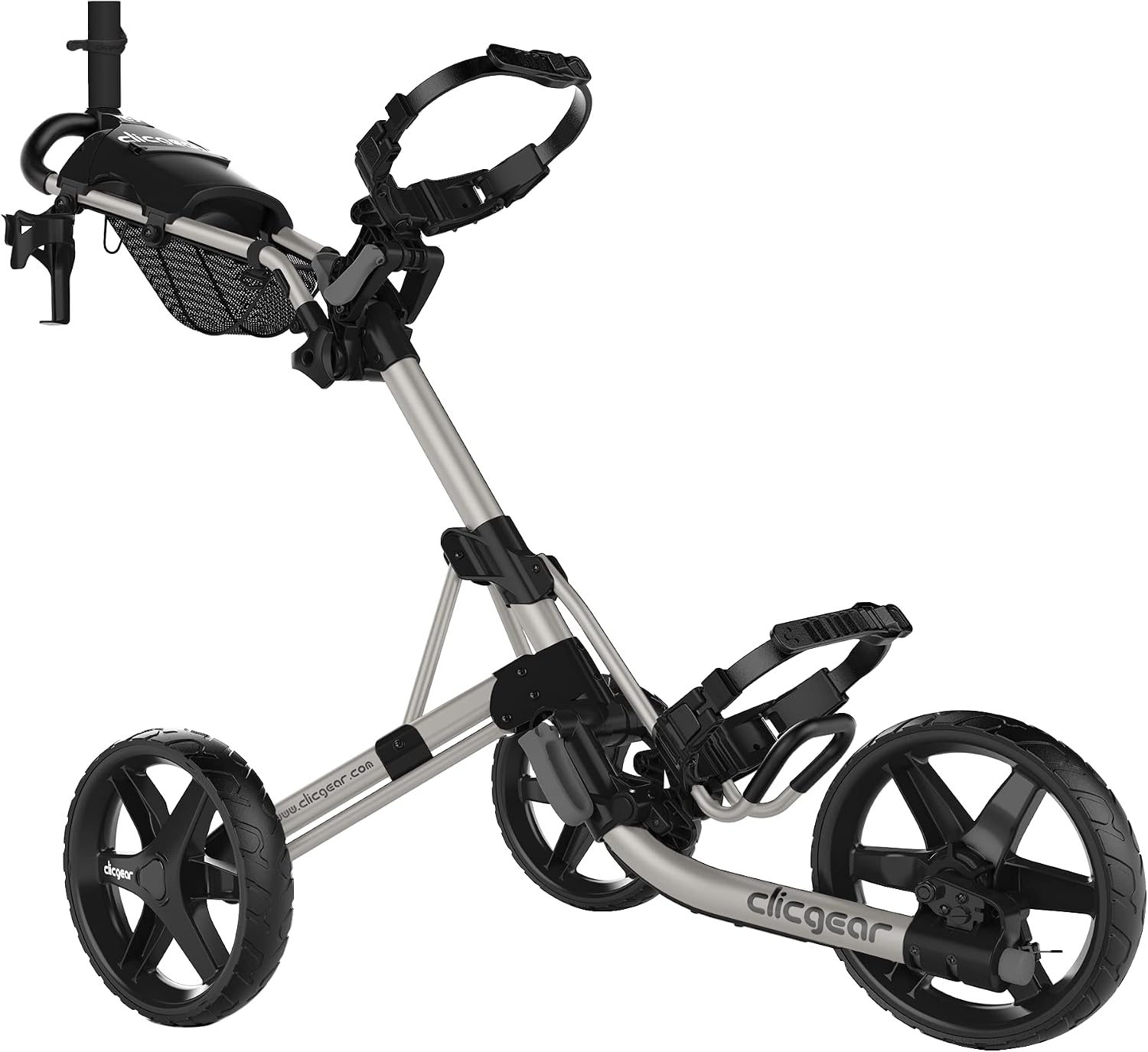 Clicgear Model 4.0 Golf Push Cart, 3-Wheel Foldable Walking Golf Cart – Silver