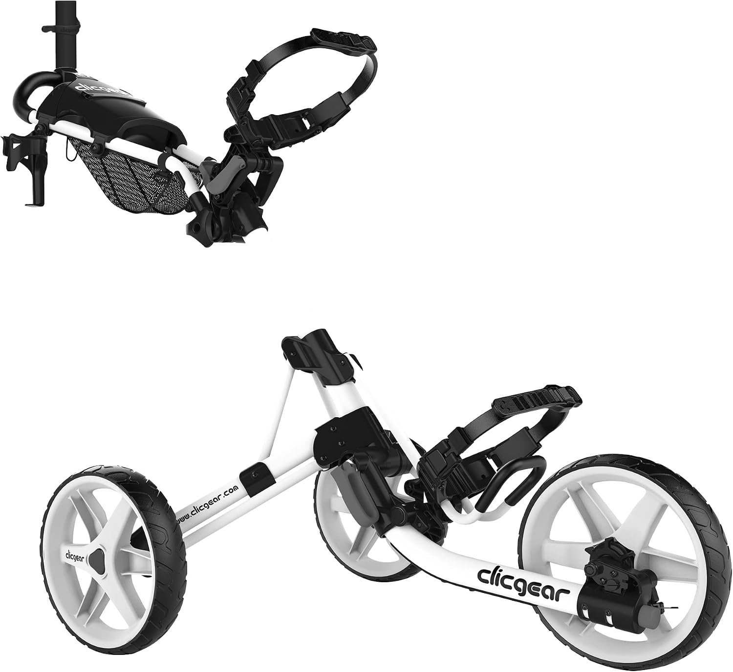 Clicgear Model 4.0 Golf Push Cart, 3-Wheel Foldable Walking Golf Cart – White