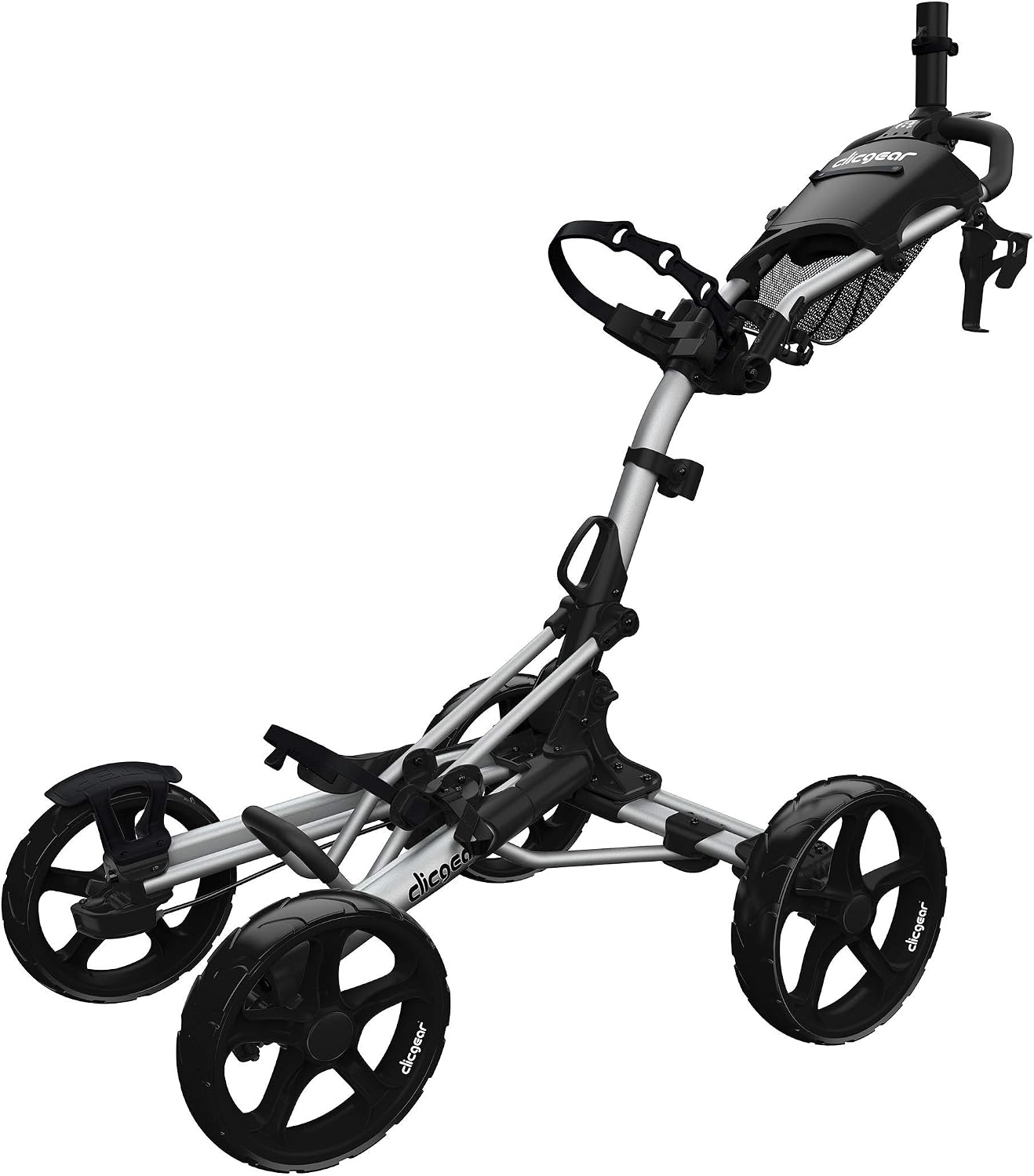 Clicgear Model 8.0+ Golf Push Cart, 4-Wheel Foldable Walking Golf Cart – Silver