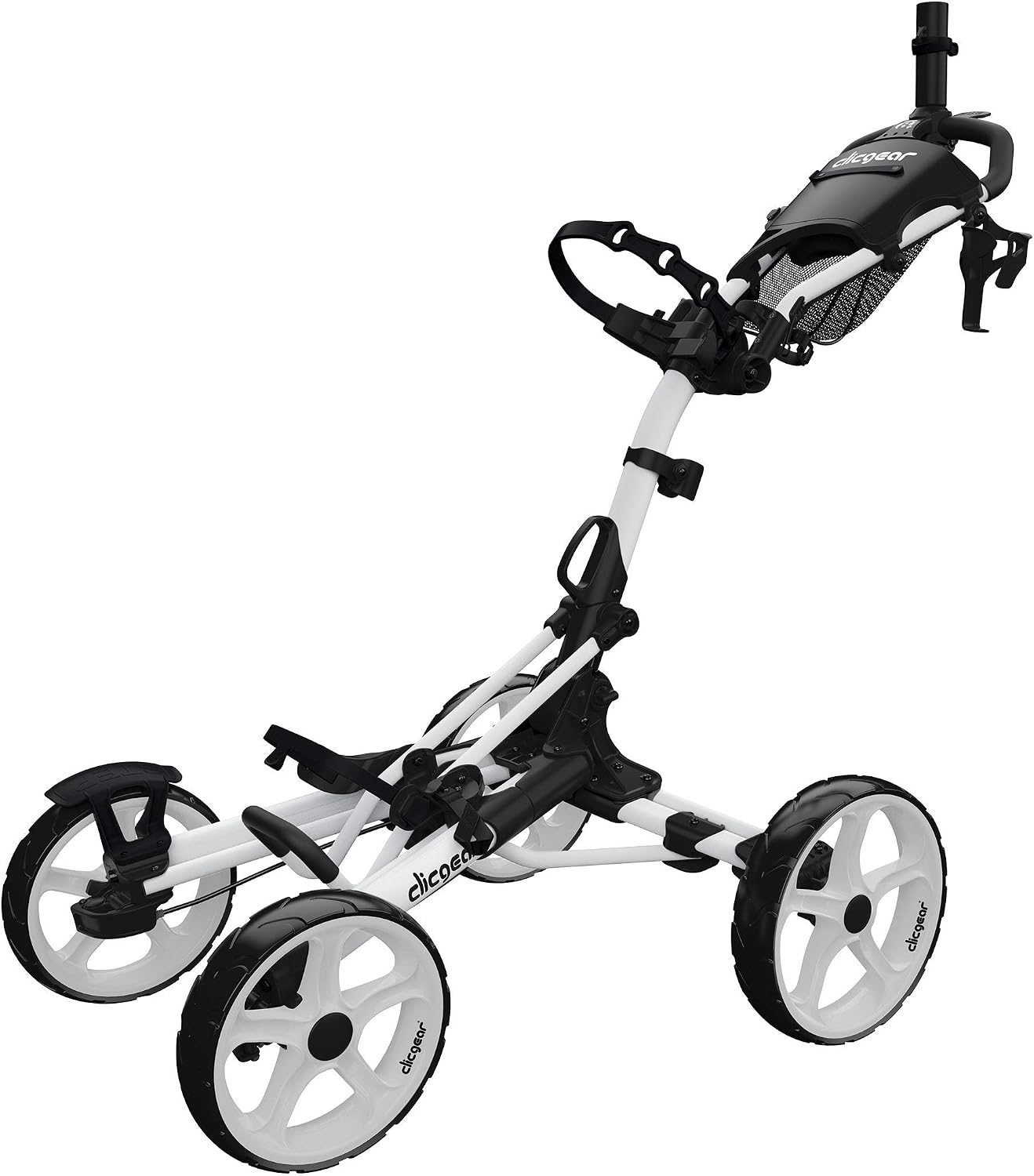 Clicgear Model 8.0+ Golf Push Cart, 4-Wheel Foldable Walking Golf Cart – White
