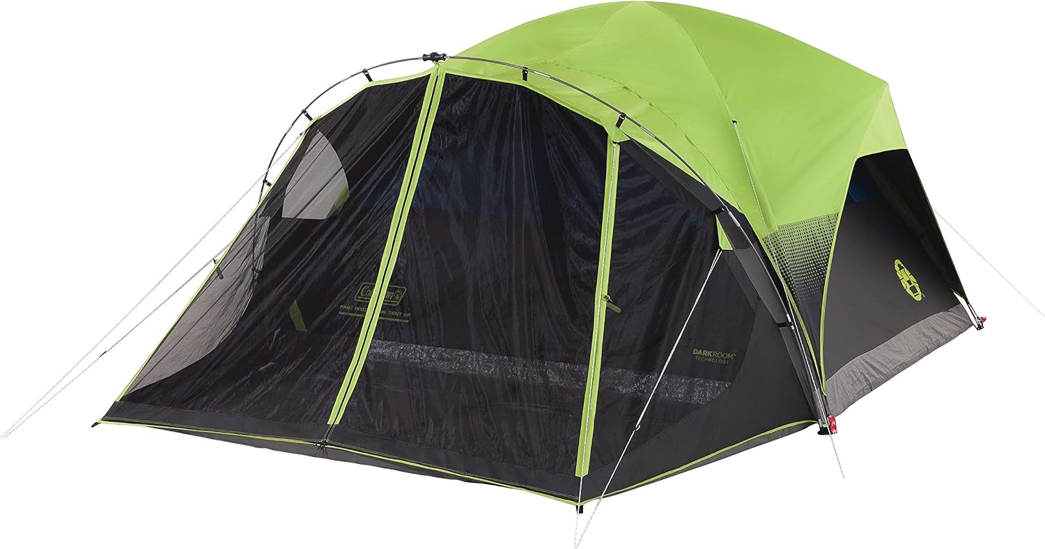 Coleman Carlsbad 6 Person Tent – Dark Room Tech Blocks 90% Sun, Screened Porch, Weatherproof, Easy Setup, Contains PFAS