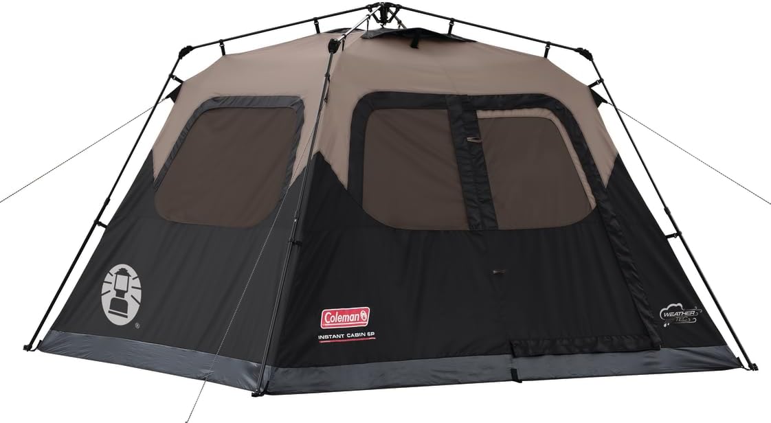 Coleman Instant Tent with 1-Minute Setup, 6 Person Tent with Pre-Attached Poles, Air Vent, & Carry Bag – Contains PFAS