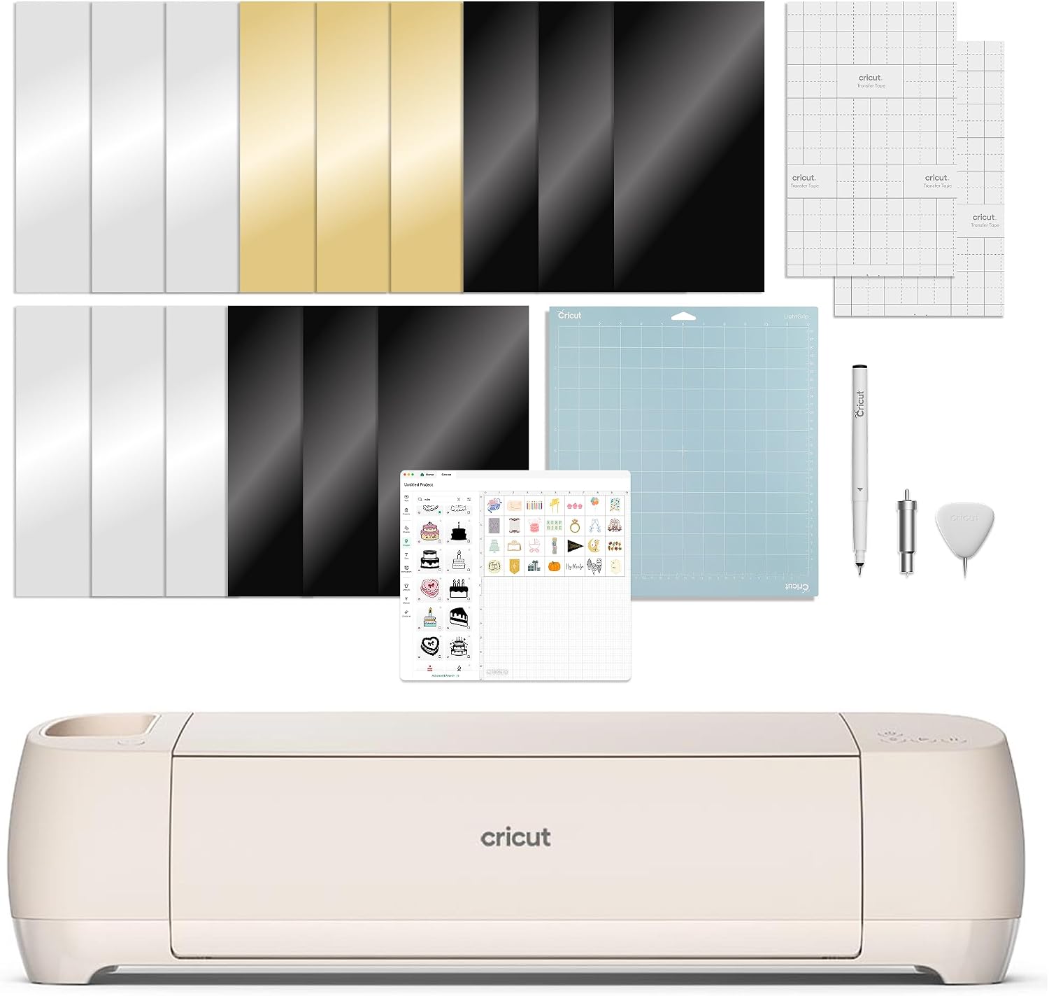Cricut Explore 4 – Smart Cutting Machine (Seashell) | Digital Content Bundle – Includes Images in Design Space App