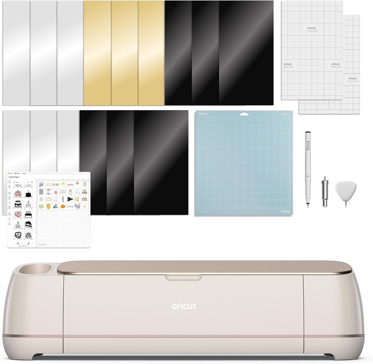 Cricut Maker 4 – Smart Cutting Machine (Seashell) | Digital Content Bundle – Includes Images in Design Space App