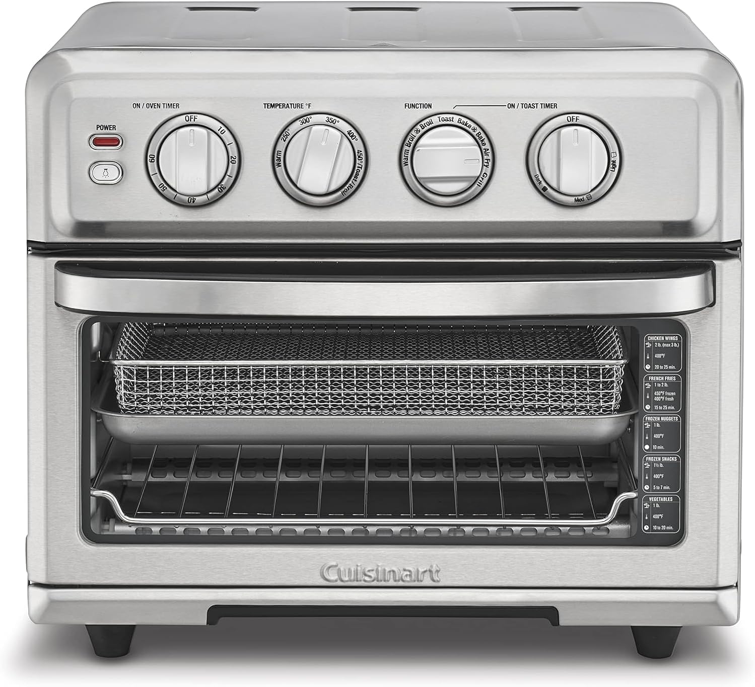 Cuisinart Air Fryer + Convection Toaster Oven with Grill, 1800W 8-1 Air Fryer Oven with Bake, Convection Bake, Grill, Broil and Warm Options, Large Capacity, 60-Minute Timer, TOA-70, Black SS
