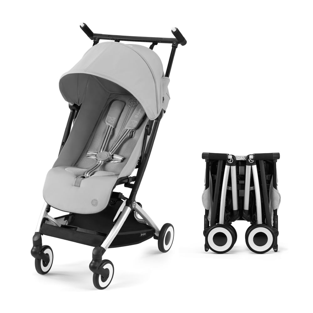 Cybex Libelle 2 Travel Baby Stroller – Lightweight Compact Carry-On Stroller with One-Hand Recline, Car Seat Compatible – Fog Grey