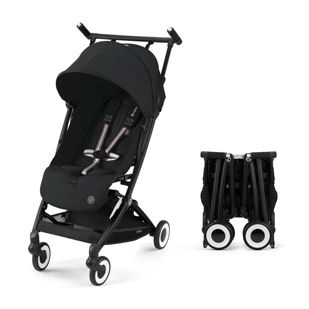 Cybex Libelle 2 Travel Baby Stroller – Lightweight Compact Carry-On Stroller with One-Hand Recline, Car Seat Compatible – Magic Black