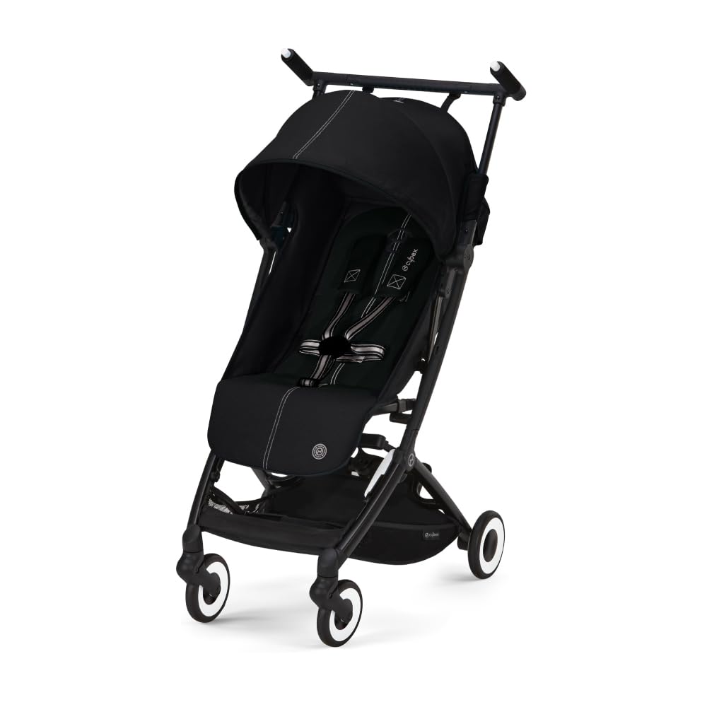 Cybex Libelle Lightweight Travel Stroller – Compact Fold, Carry-On Ready, Reclining Seat, Car Seat Compatible – Moon Black