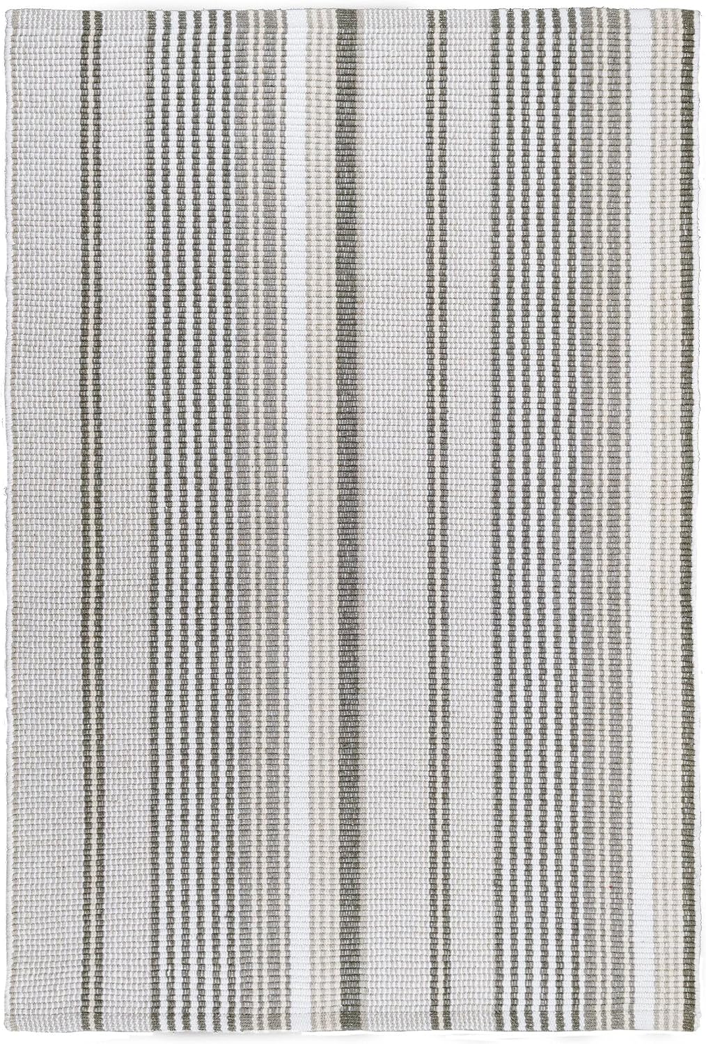 Dash & Albert Gradation Ticking Handwoven Indoor/Outdoor Rug, 5 X 8 Feet, Grey Stripe Pattern