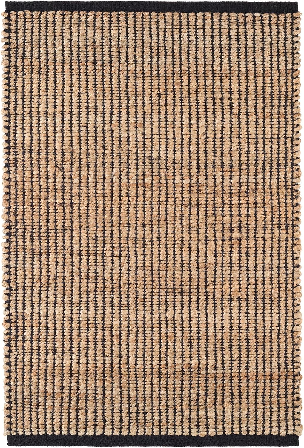 Dash and Albert Gridwork Jute Rug – 5’x8′ Black Solid Handwoven Eco-Friendly Accent Carpet, Durable for Hallway, Bedroom, Stairs