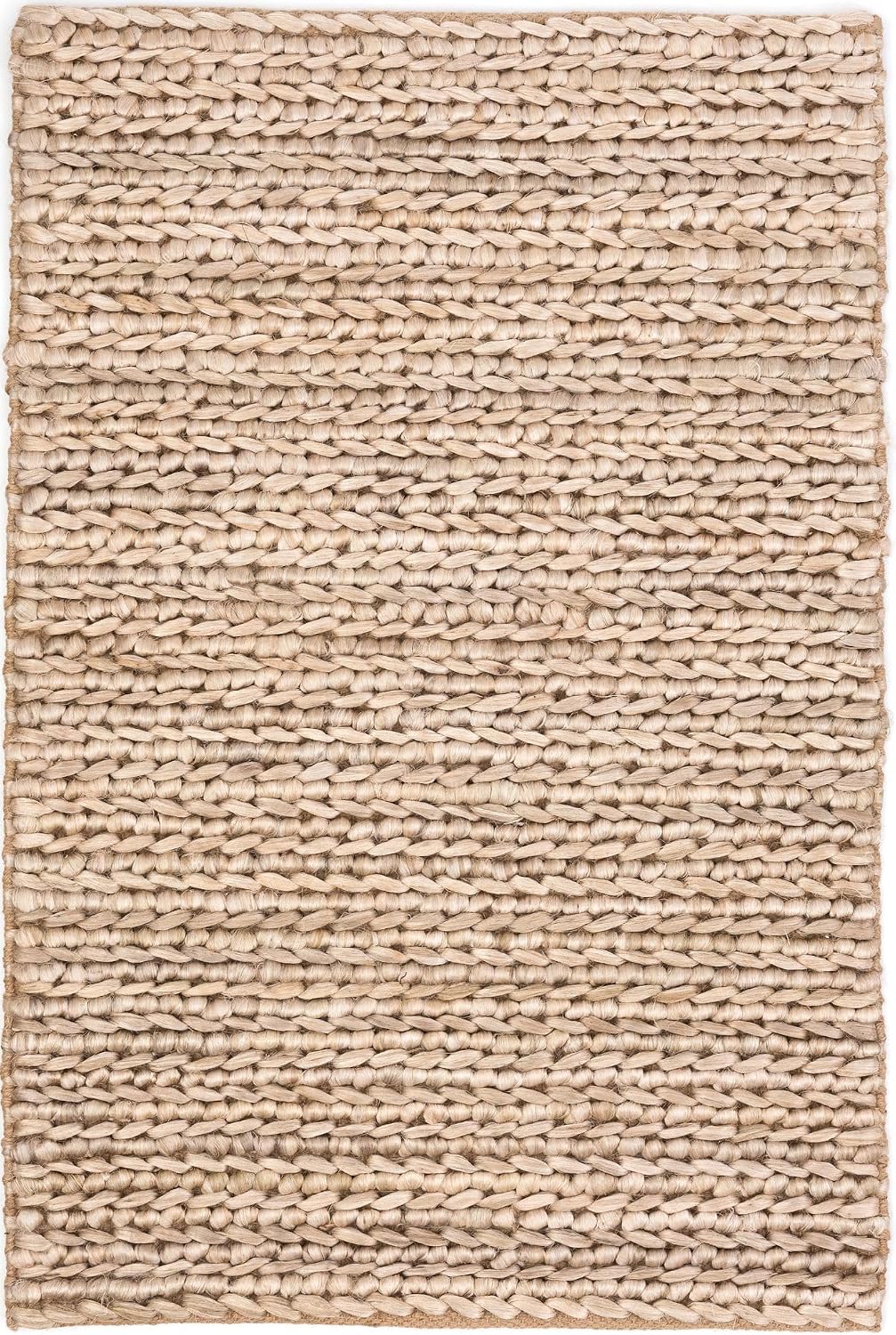 Dash and Albert Jute Area Rug – 5’x8′ Bleached Oak Solid Handwoven Eco-Friendly Accent Carpet, Durable for Hallway or Bedroom