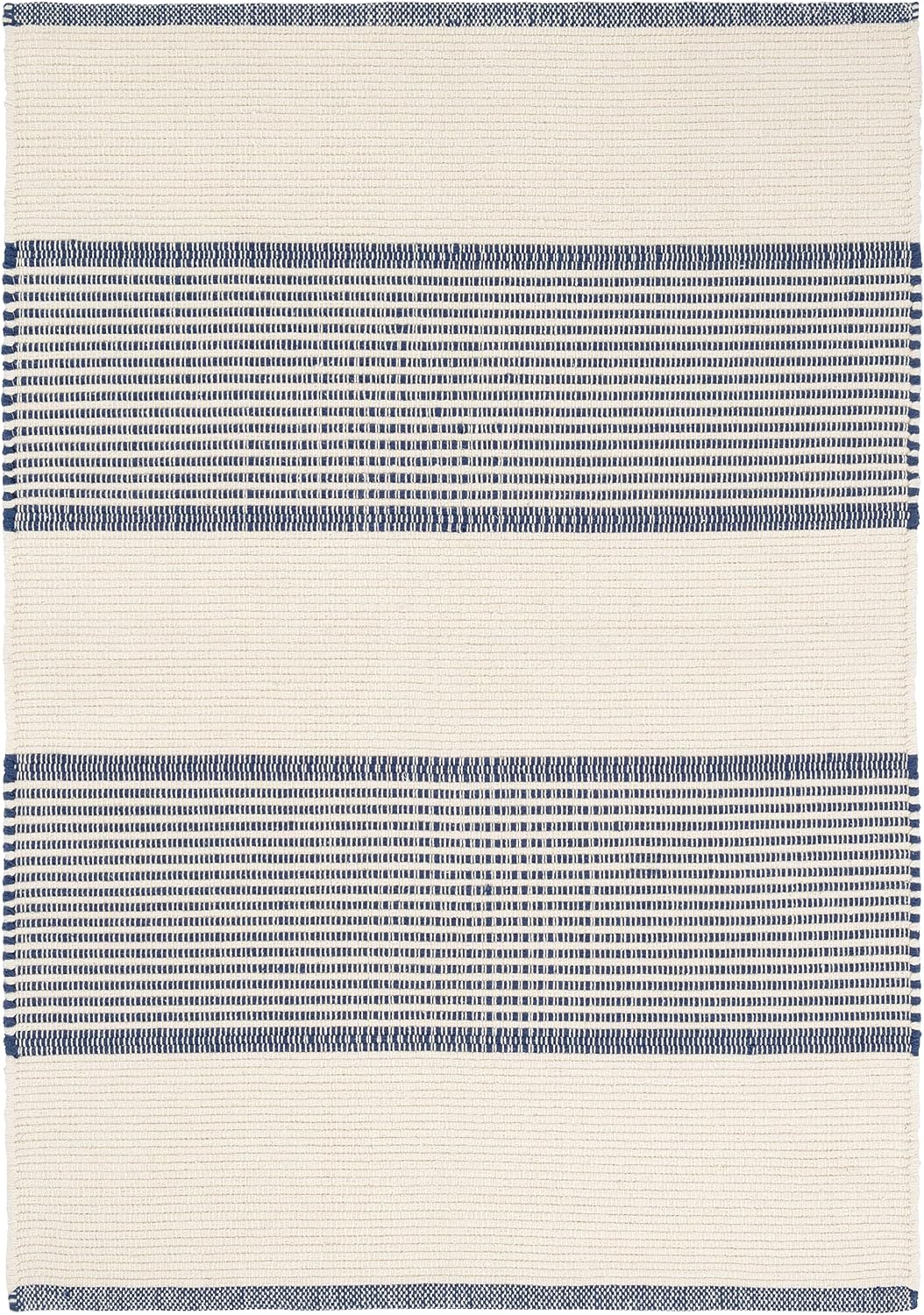Dash and Albert La Mirada Cotton Rug – 6’x9′ Navy Striped Handwoven Accent Carpet, Durable & Lightweight for Bedrooms or Hallways