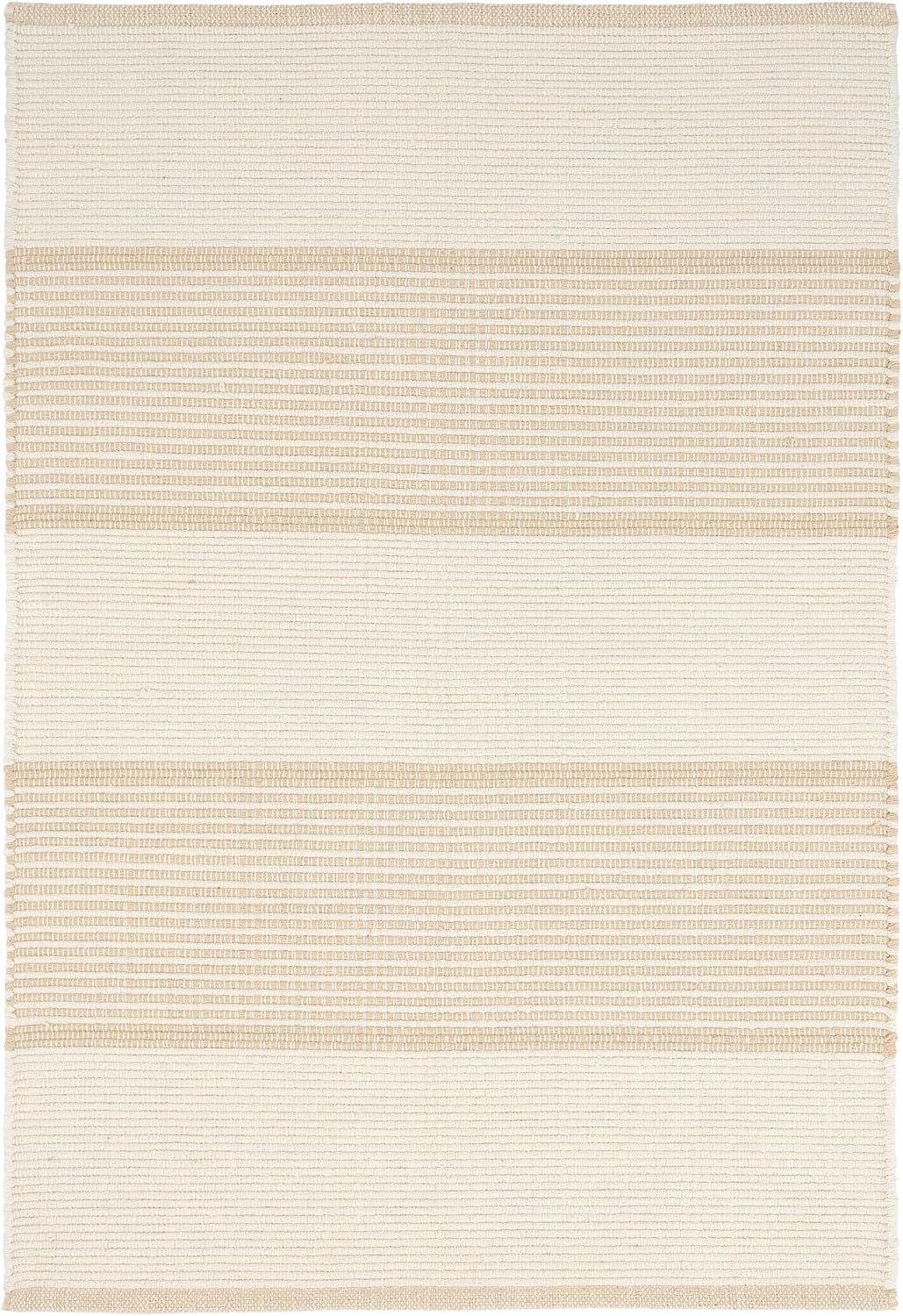 Dash and Albert La Mirada Cotton Rug – 6’x9′ Wheat Striped Handwoven Accent Carpet, Durable & Lightweight for Bedrooms or Home Offices