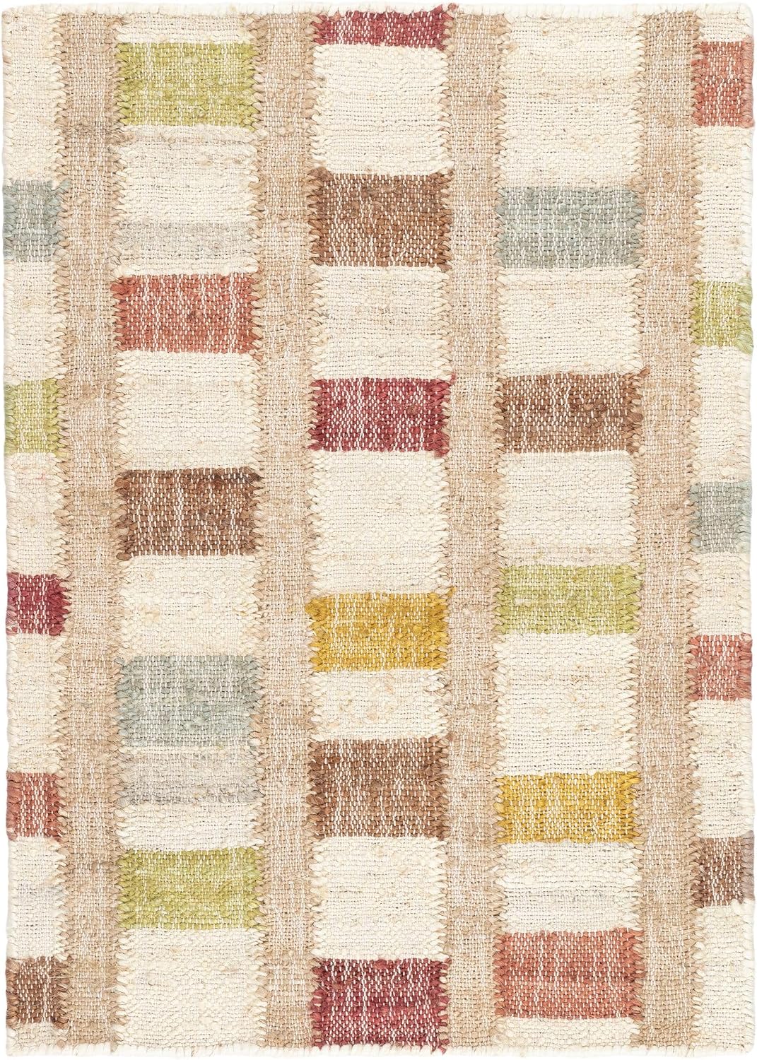 Dash and Albert Mosaic Multi Handwoven Jute Rug, 5 X 8 Feet, Multi Geometric Pattern