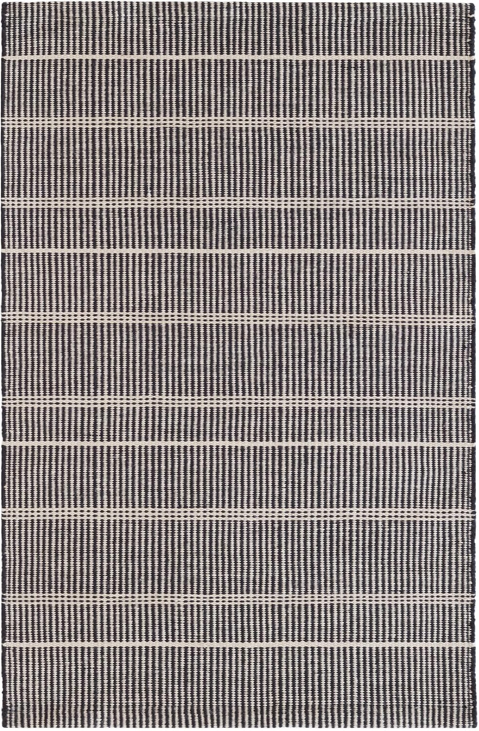 Dash and Albert Samson Indoor/Outdoor Rug – 5’x8′ Black Striped Handwoven Washable Accent Carpet, Lightweight & Fade Resistant