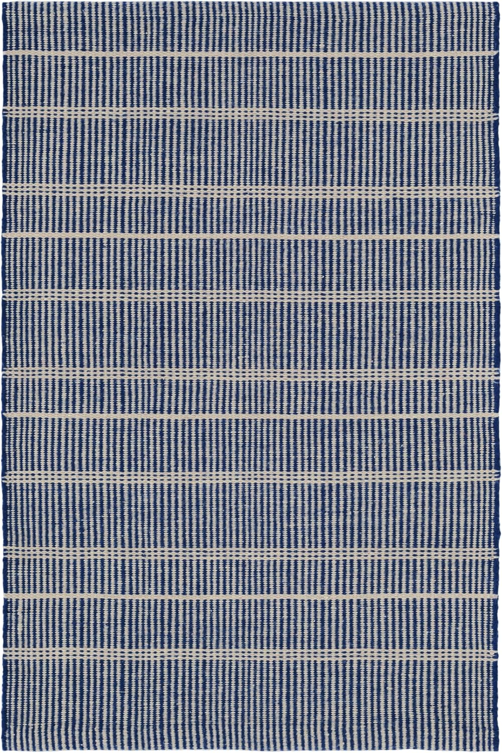 Dash and Albert Samson Indoor/Outdoor Rug – 5’x8′ Navy Striped Handwoven Washable Accent Carpet, Lightweight & Fade Resistant