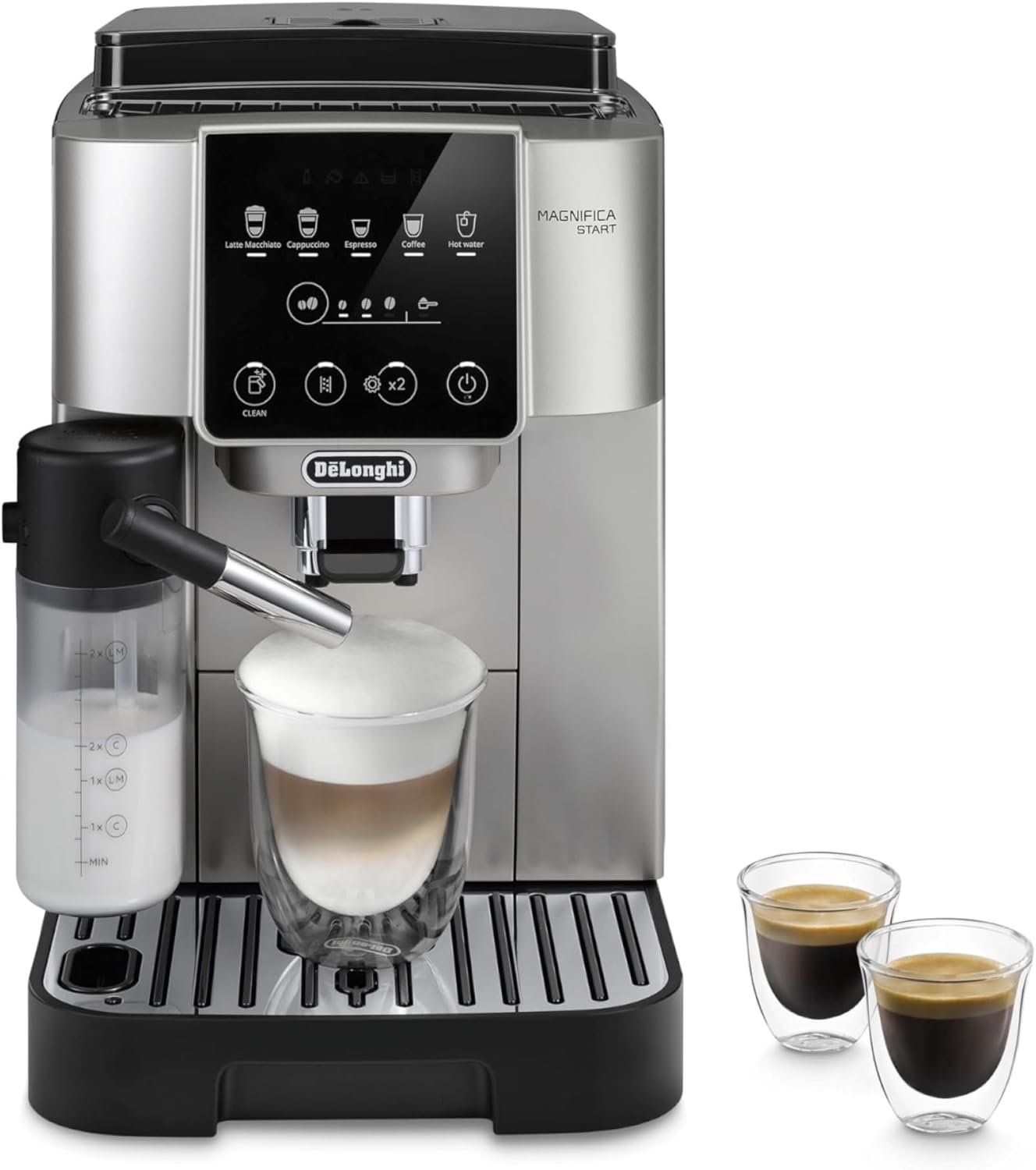 De’Longhi Magnifica Start Automatic Espresso Machine with Auto Milk Frother & Built in Grinder, Start Silver