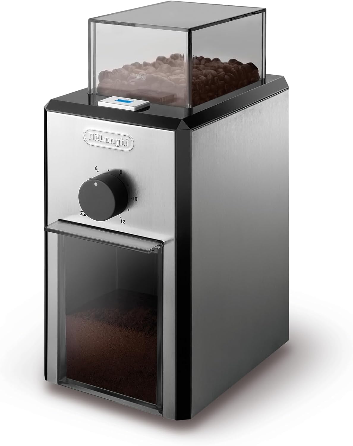 Delonghi Stainless Steel Burr Coffee Grinder, Silver