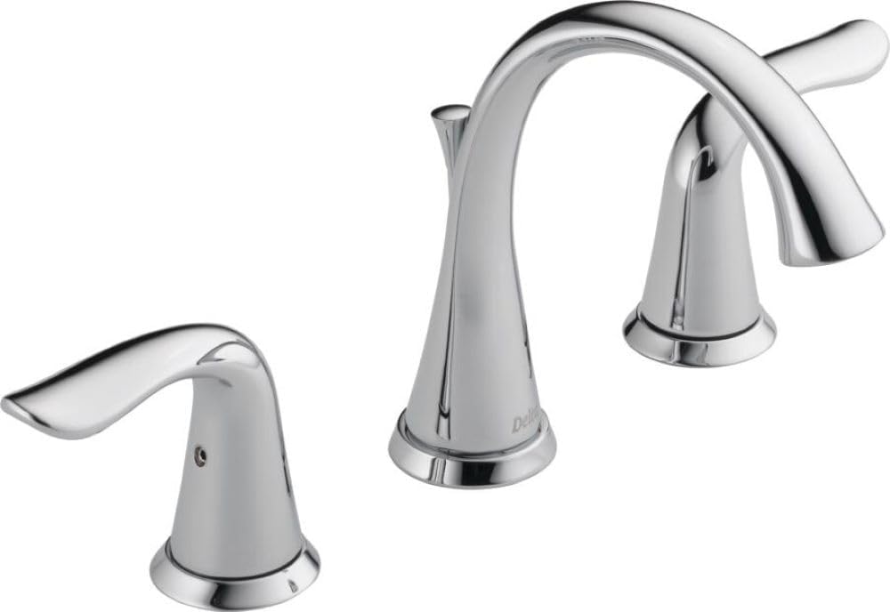 Delta 3538-MPU-DST Lahara Widespread Bathroom Faucet 3 Hole, 2-handle Bathroom Sink Faucet with Drain Assembly – Chrome