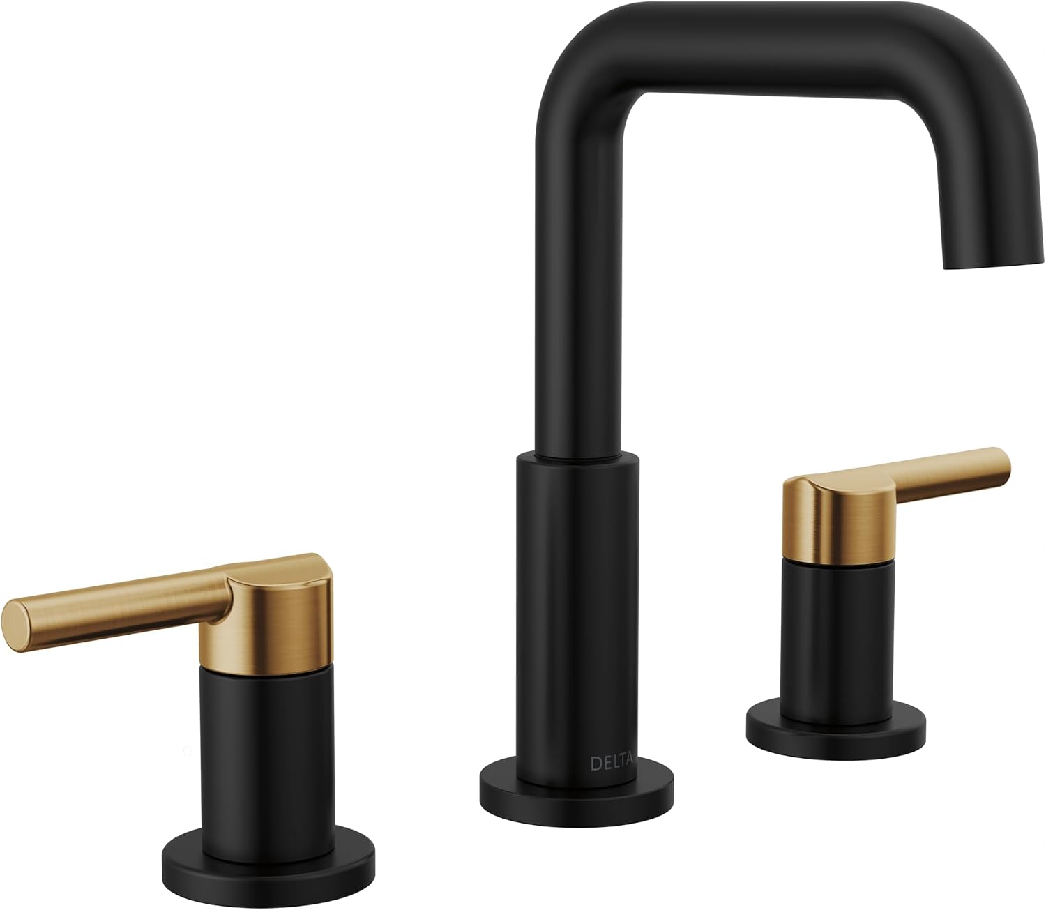 Delta 35849LF-GZ Nicoli Widespread Bathroom Faucet 3 Hole, 2-handle Bathroom Sink Faucet – Matte Black/Champagne Bronze