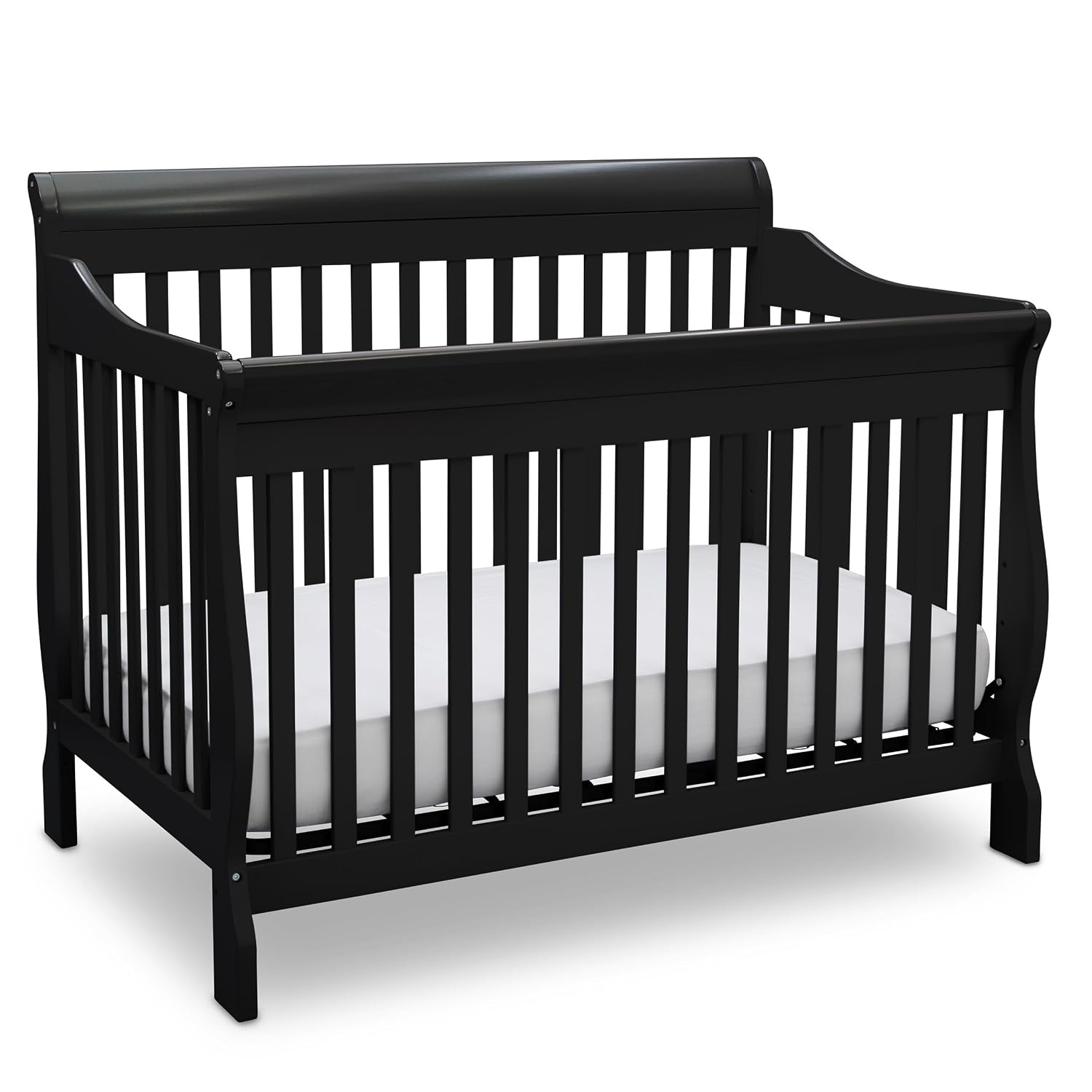 Delta Children Canton 4-in-1 Convertible Crib – Easy to Assemble, Ebony Black