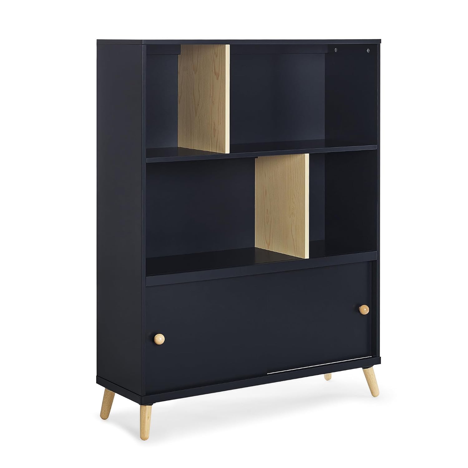 Delta Children Essex Bookcase – Greenguard Gold Certified, Black/Natural