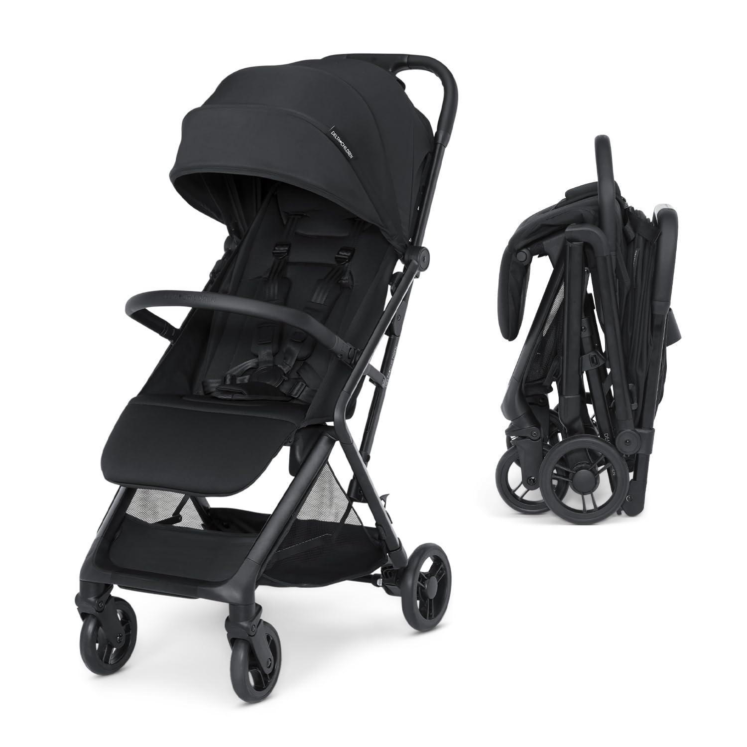 Delta Children Icon Ultra Compact Travel Stroller – Greenguard Gold Certified, Black