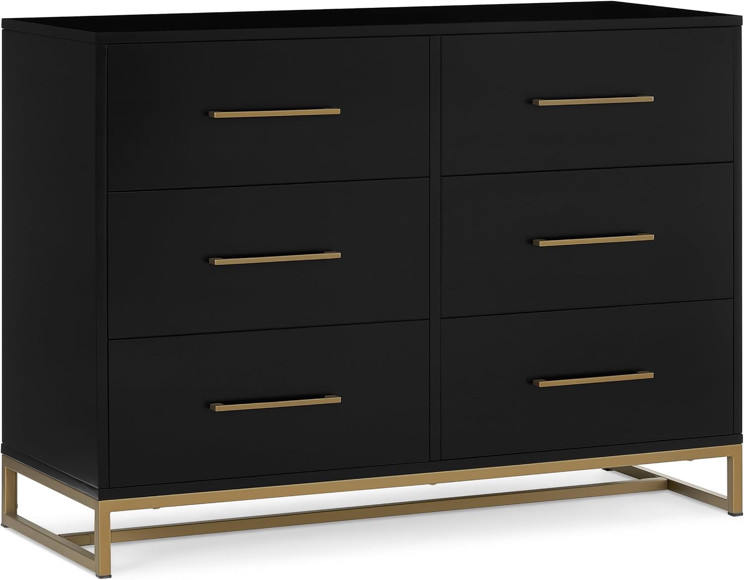 Delta Children Jade 6 Drawer Dresser with Interlock Drawer System, Black Ebony/Melted Bronze