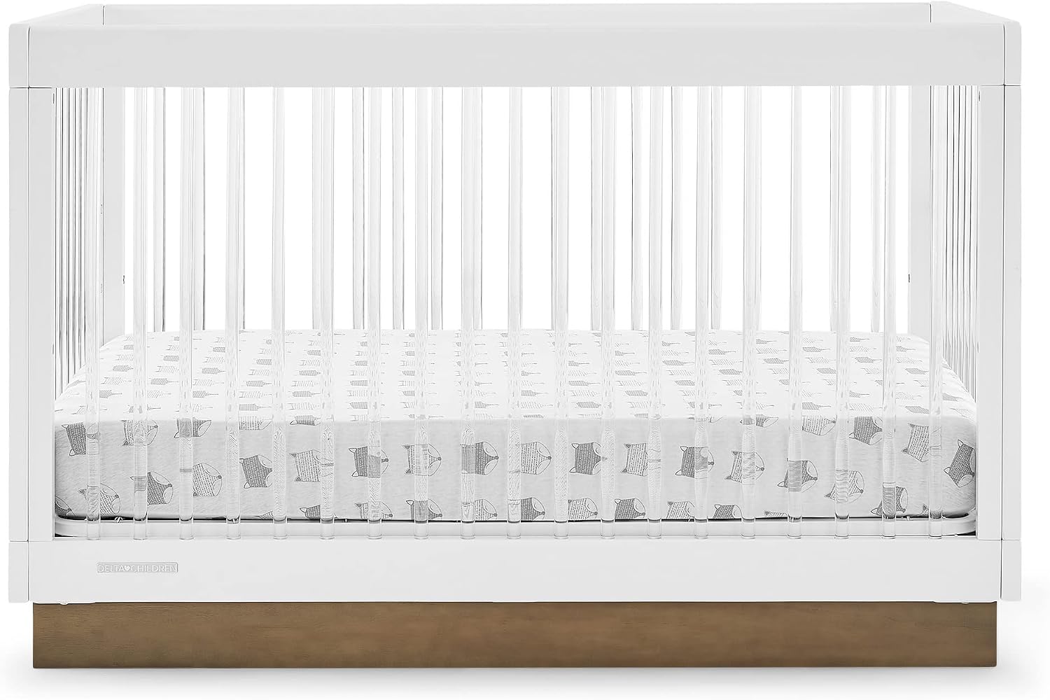 Delta Children James Acrylic 4-in-1 Convertible Crib – Greenguard Gold Certified, Bianca White/Acorn