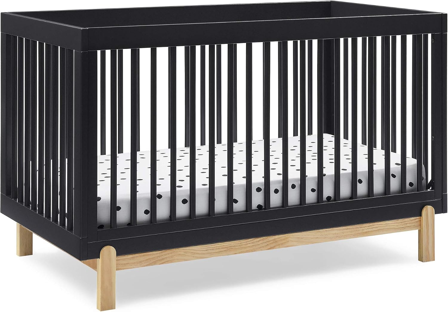 Delta Children Poppy 4-in-1 Convertible Crib, Greenguard Gold Certified, Midnight Grey/Natural