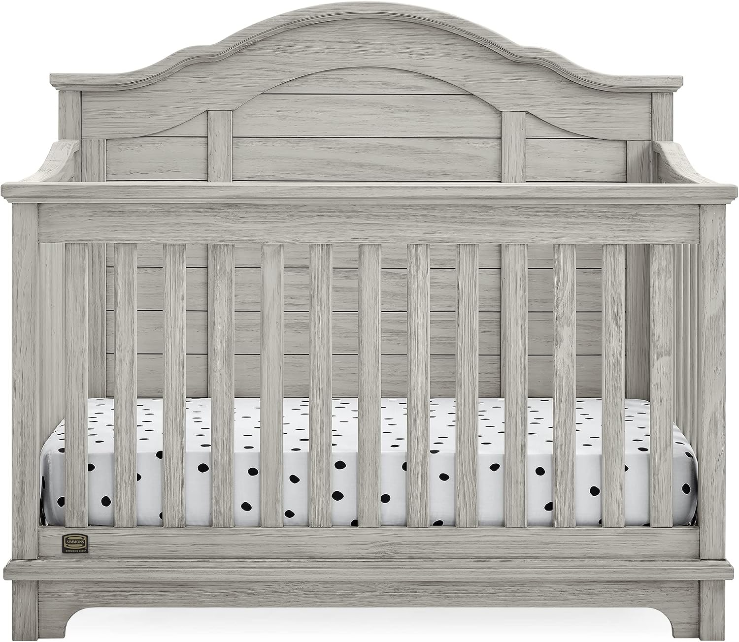 Delta Children Simmons Kids Asher 6-in-1 Convertible Crib with Toddler Rail, Rustic Mist