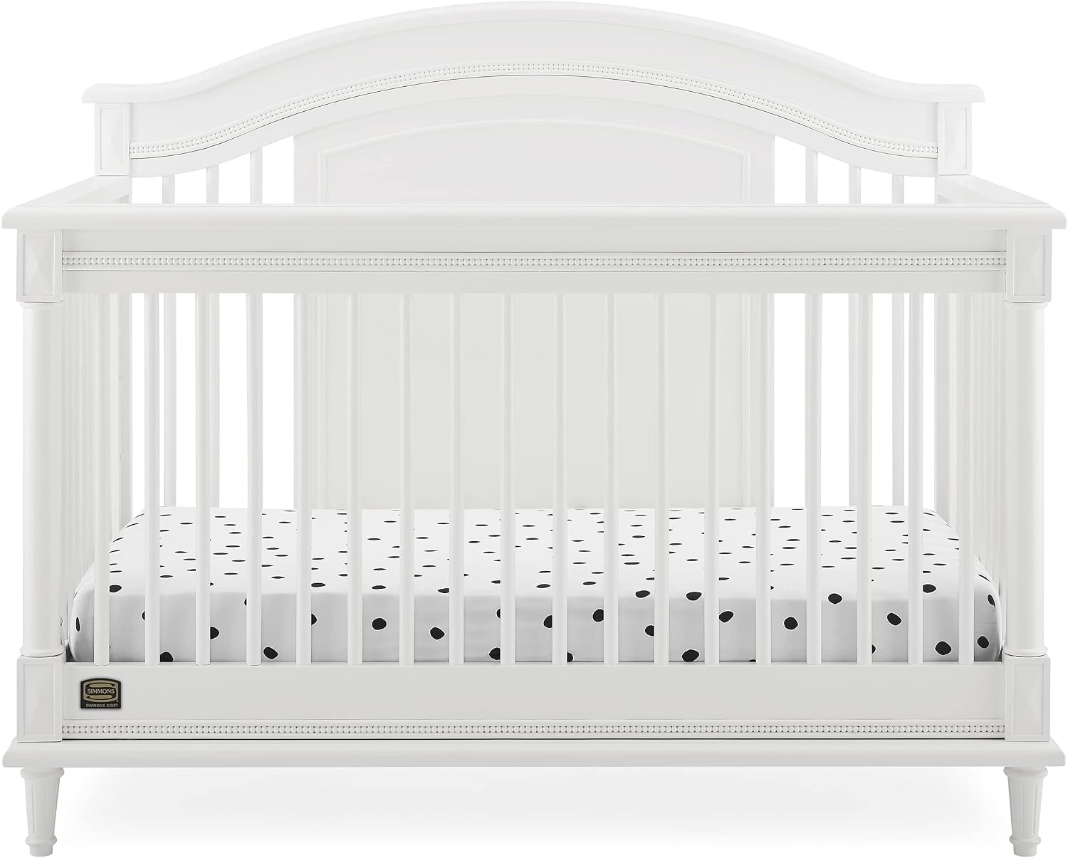 Delta Children Simmons Kids Juliette 6-in-1 Convertible Crib with Toddler Rail, Greenguard Gold Certified, Bianca White