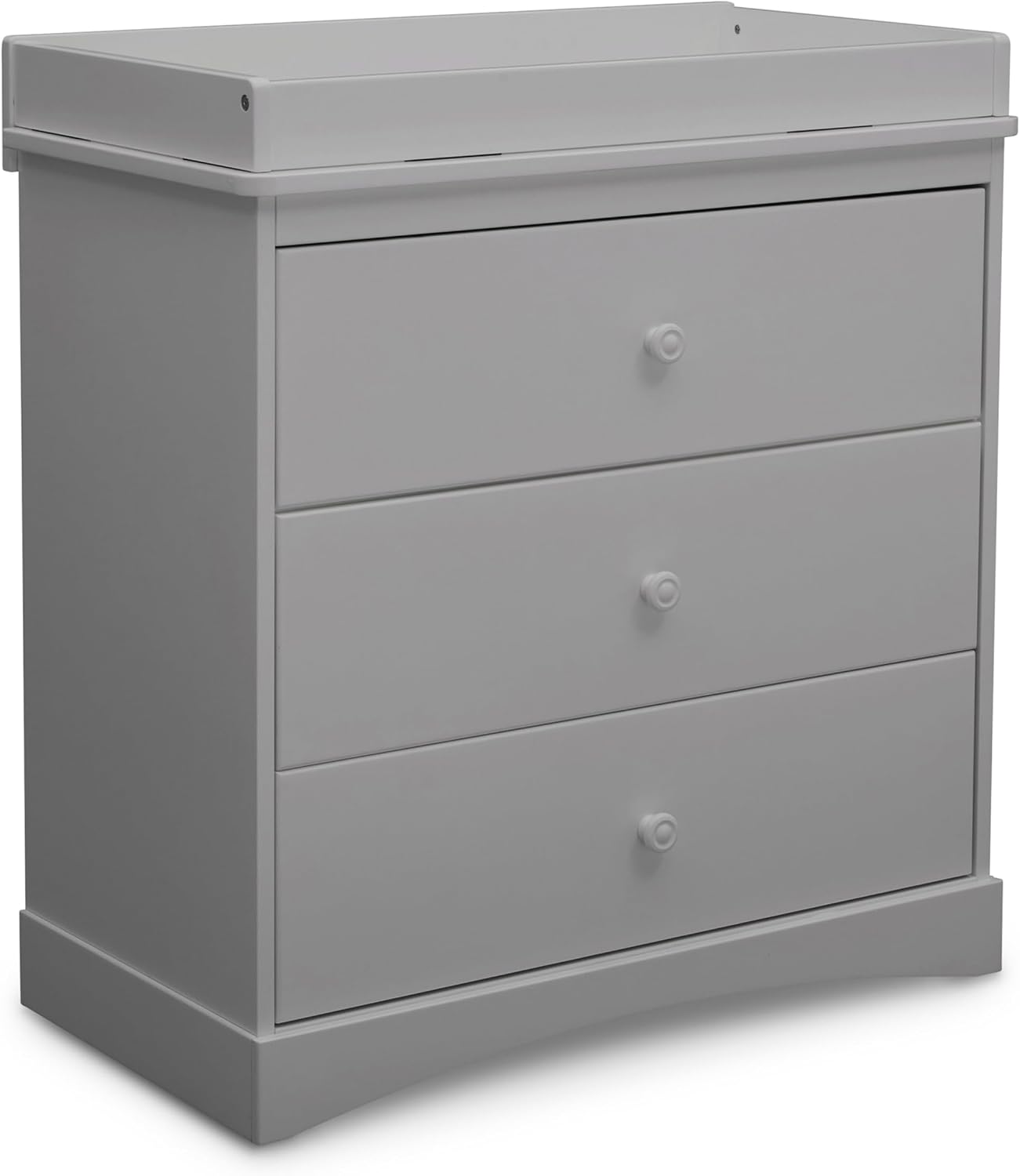 Delta Children Sutton 3 Drawer Dresser with Changing Top and Interlocking Drawers – Greenguard Gold Certified, Grey
