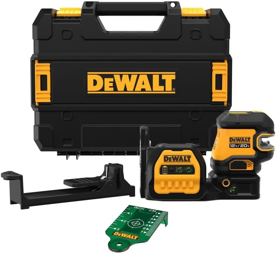 DEWALT 20V/12V MAX Laser Level, 2 Spot Laser and Cross Line Laser, Green, Bare Tool Only (DCLE34220GB)