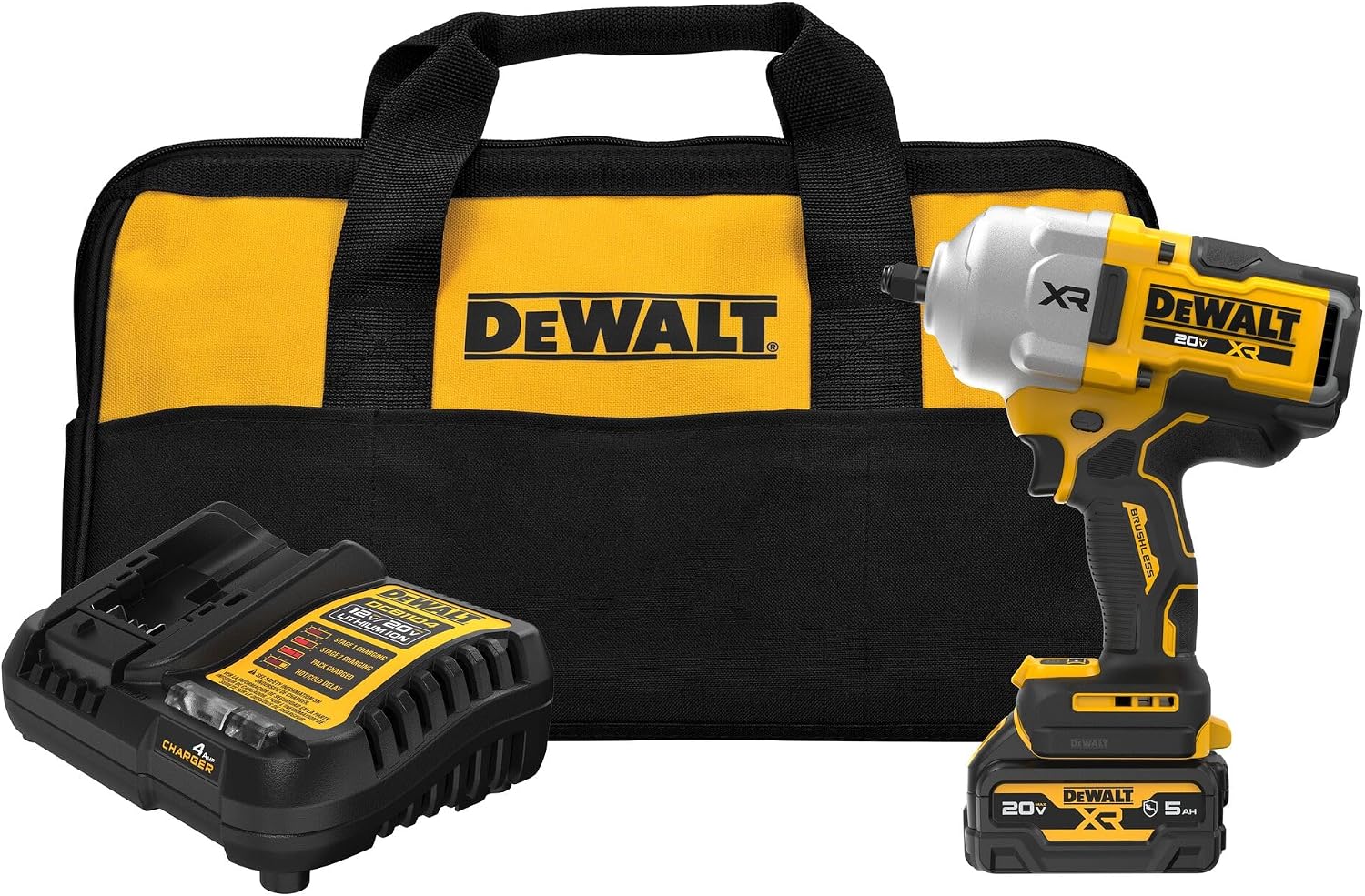 DEWALT 20V MAX XR 1/2 Inch Cordless Impact Wrench Kit with Hog Ring Anvil, Battery and Charger Included (DCF961GP1)