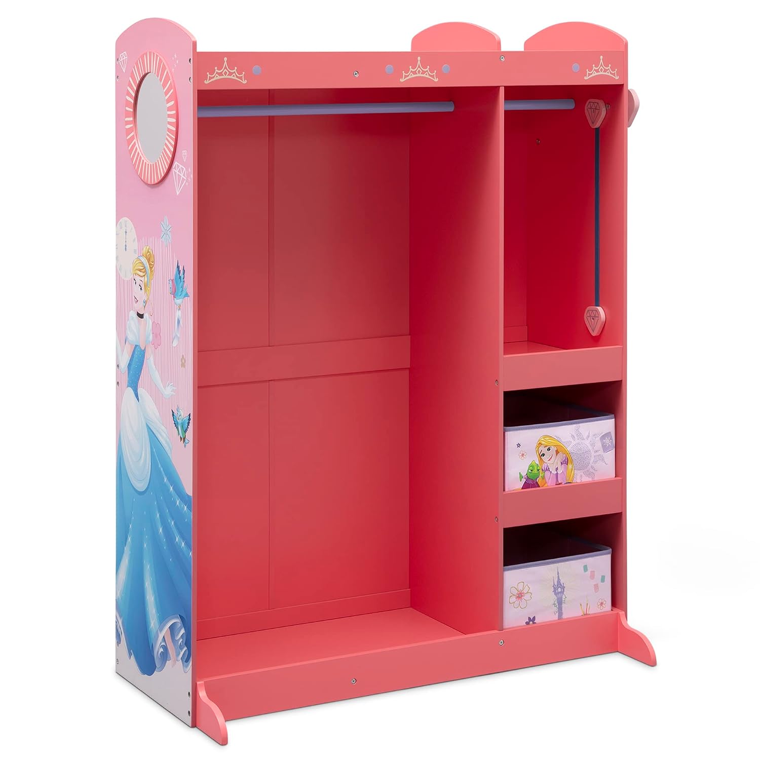 Disney Princess Dress & Play Boutique – Pretend Play Costume Storage Closet/Wardrobe for Kids with Mirror & Shelves by Delta Children, Pink