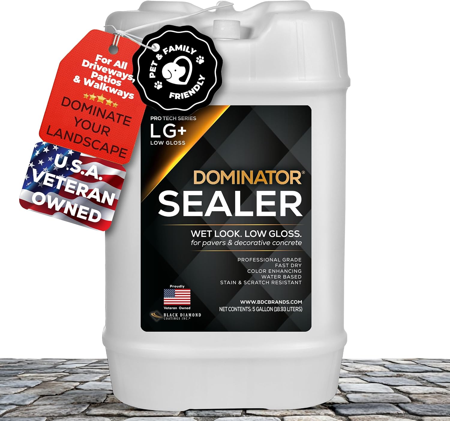DOMINATOR LG+ Low Gloss Concrete & Paver Sealer 5 Gal | Professional Grade Wet Look