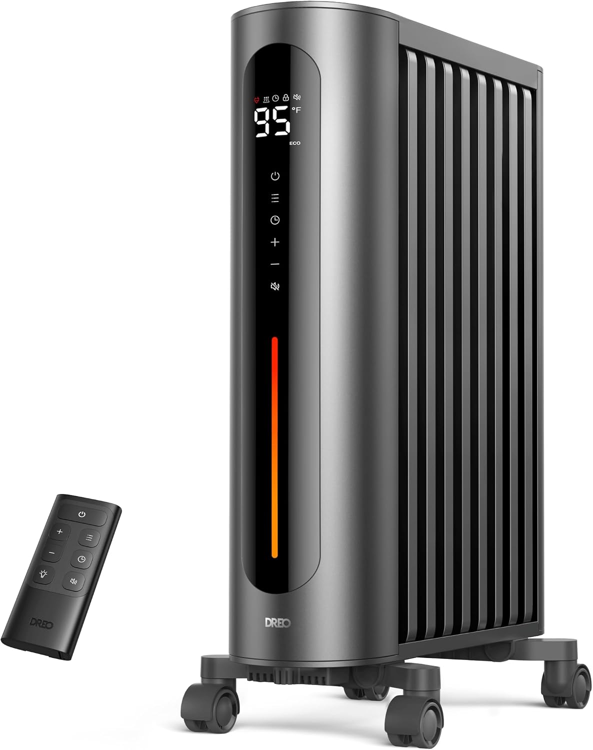 Dreo Oil Filled Radiator Heater, 1500W Radiant Heater with Remote Control, Digital Thermostat, 4 Modes, 24h Timer