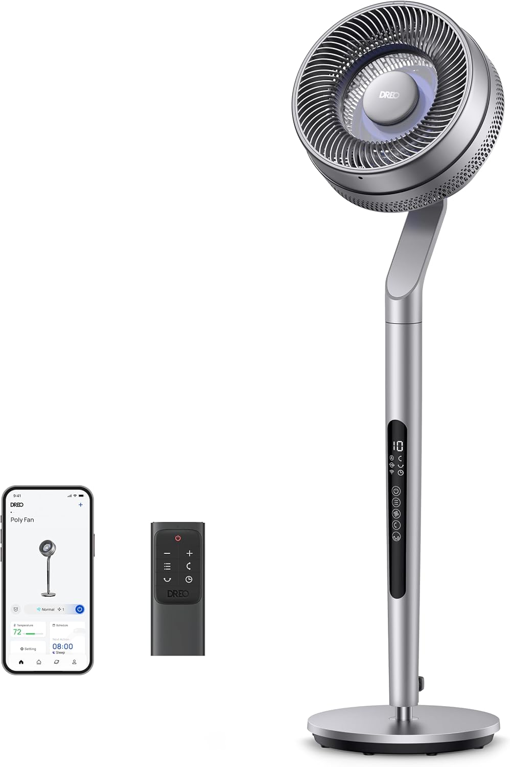 Dreo Smart Pedestal Fan – 3D Oscillation, 40-44″ Height, 10 Speeds, 6 Modes, Ultra Quiet 23dB, WiFi/Voice Control, 100ft Airflow