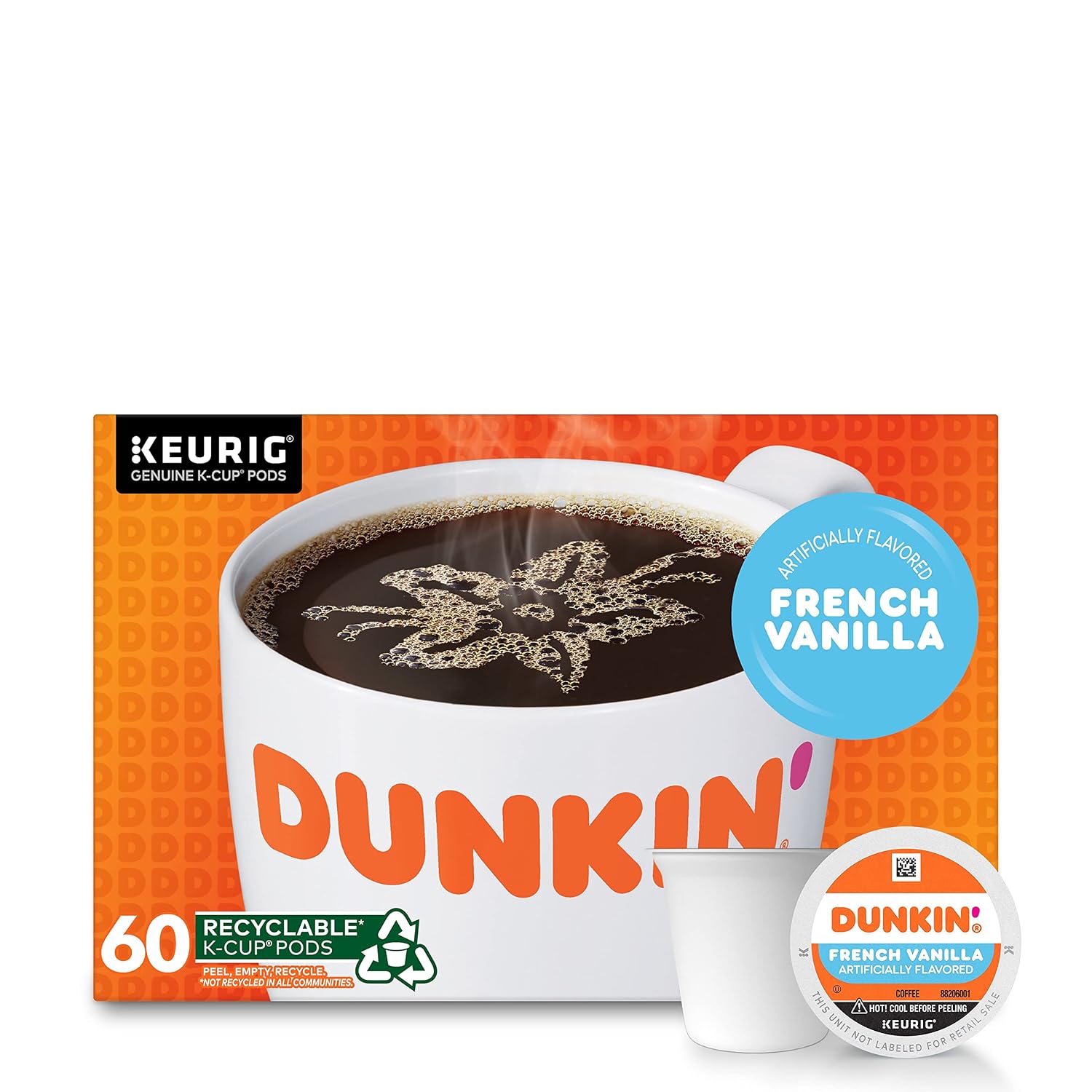Dunkin’ French Vanilla Flavored Coffee, 60 Keurig K-Cup Pods