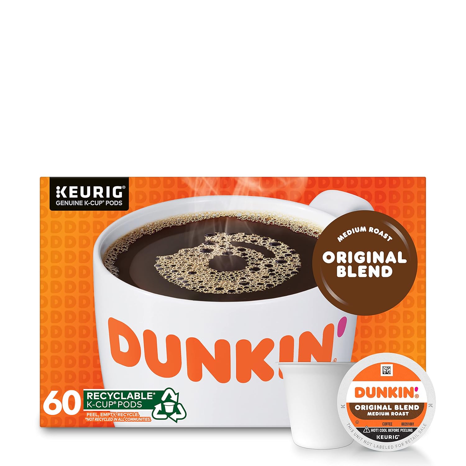 Dunkin’ Original Blend Medium Roast Coffee, 60 Keurig K-Cup Pods
