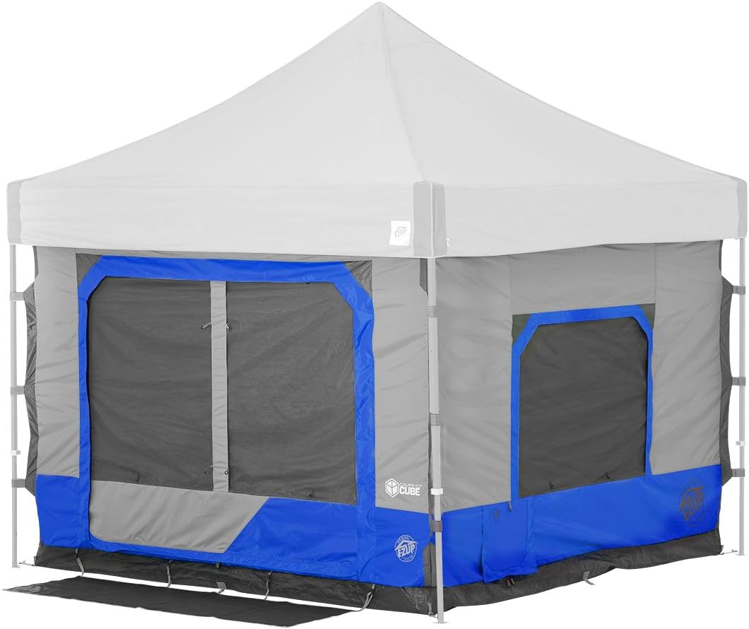E-Z UP Camping Cube 6.4, Converts 10′ Straight Leg Canopy into Camping Tent, Royal Blue