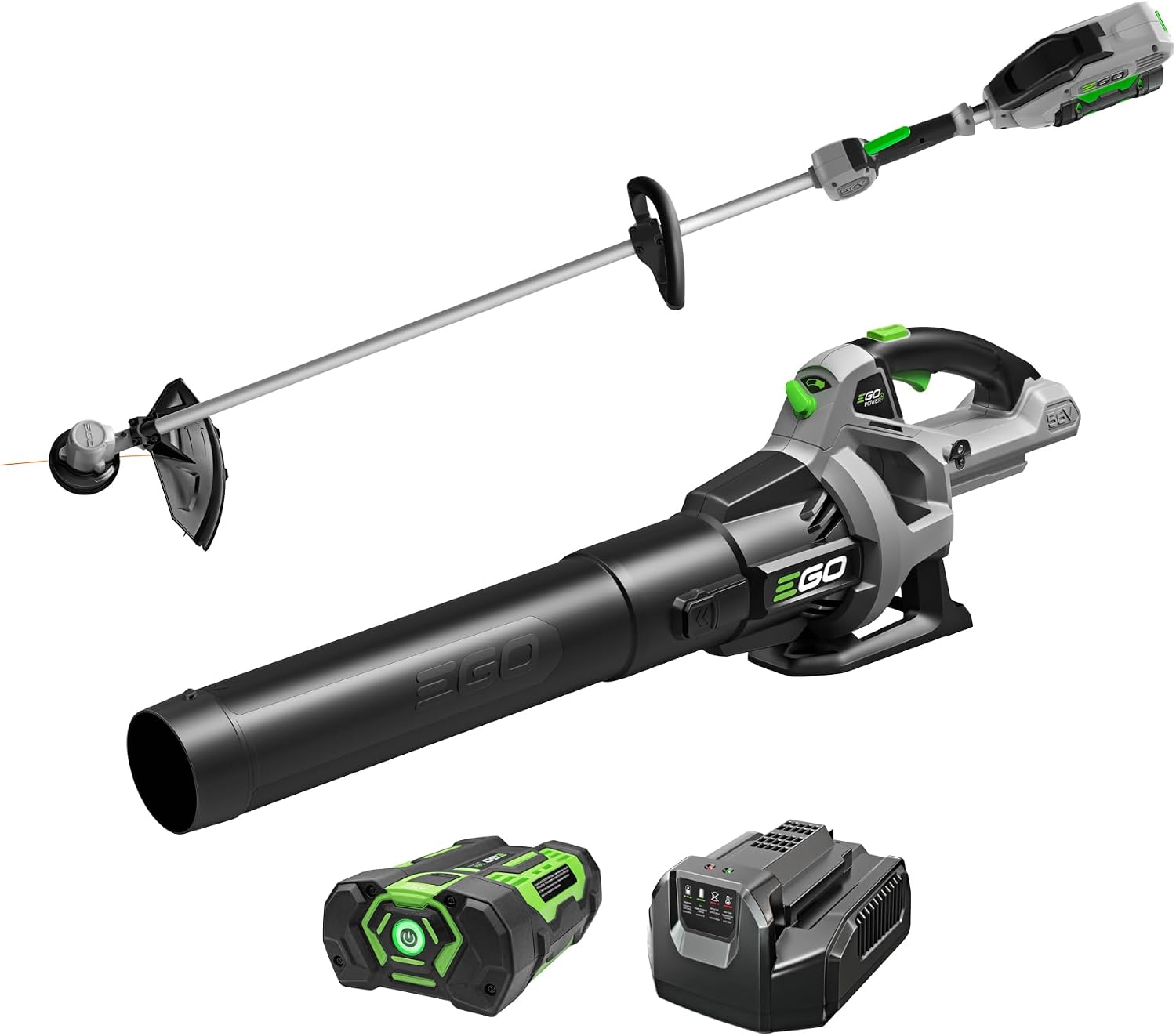 EGO POWER+ Cordless Combo – 15″ Rapid Reload Trimmer & 530 CFM Blower, 56V 2.5Ah Battery & Charger Included (ST1502LB)