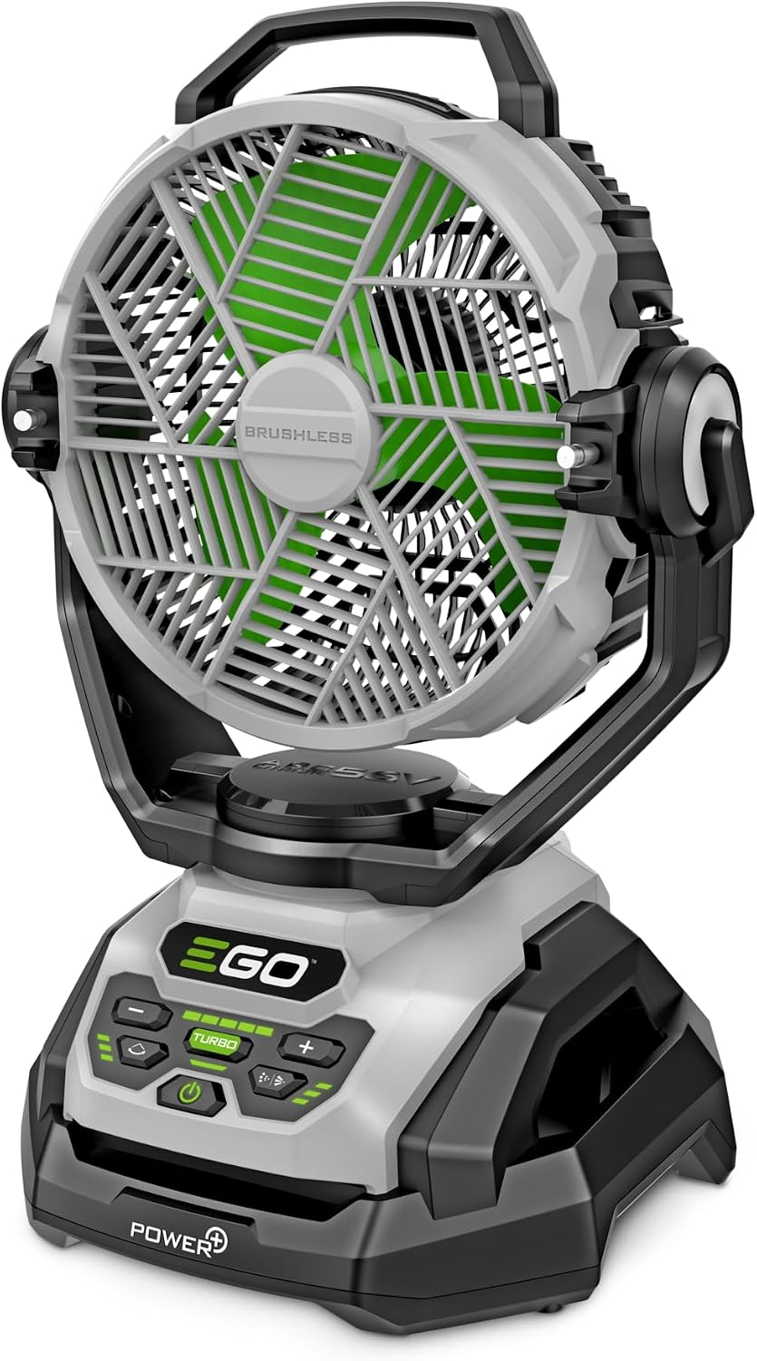 EGO POWER+ Portable Misting Fan, Compact, Outdoor Electric 10″ 6 Speed Fan, Battery and Charger Not Included – FN1000
